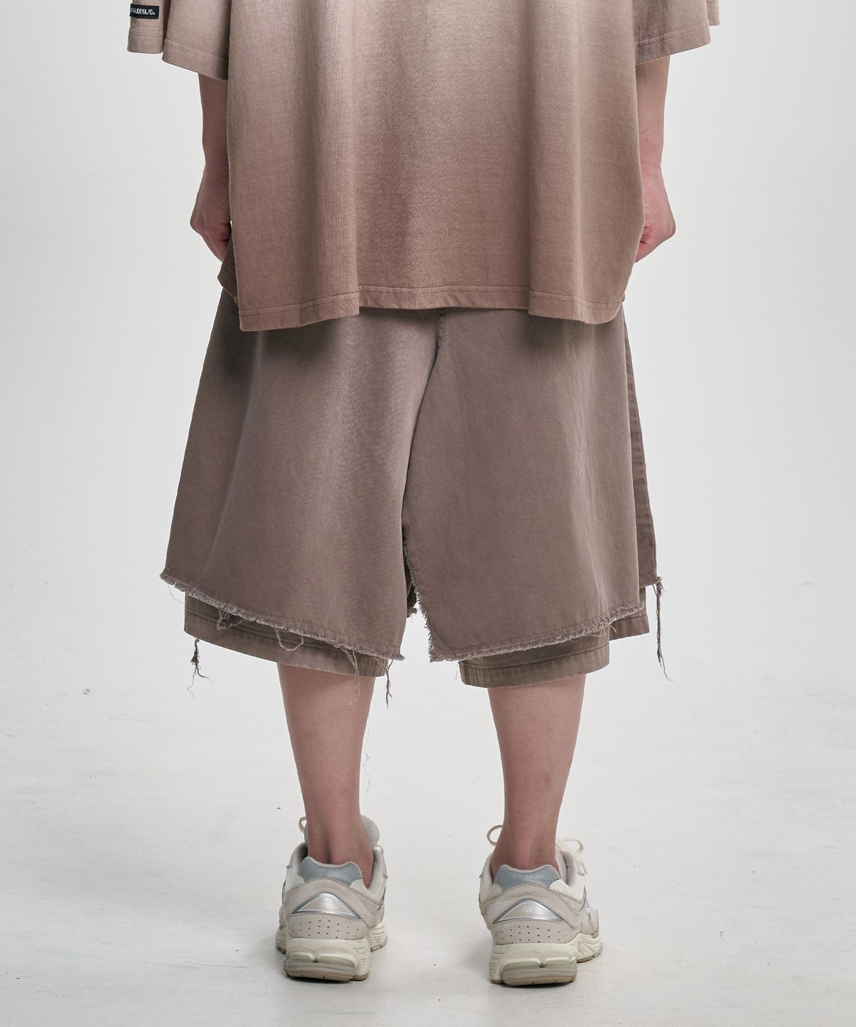 아조바이아조(AJOBYAJO) Washed Layered Skirt Shorts [BROWN]