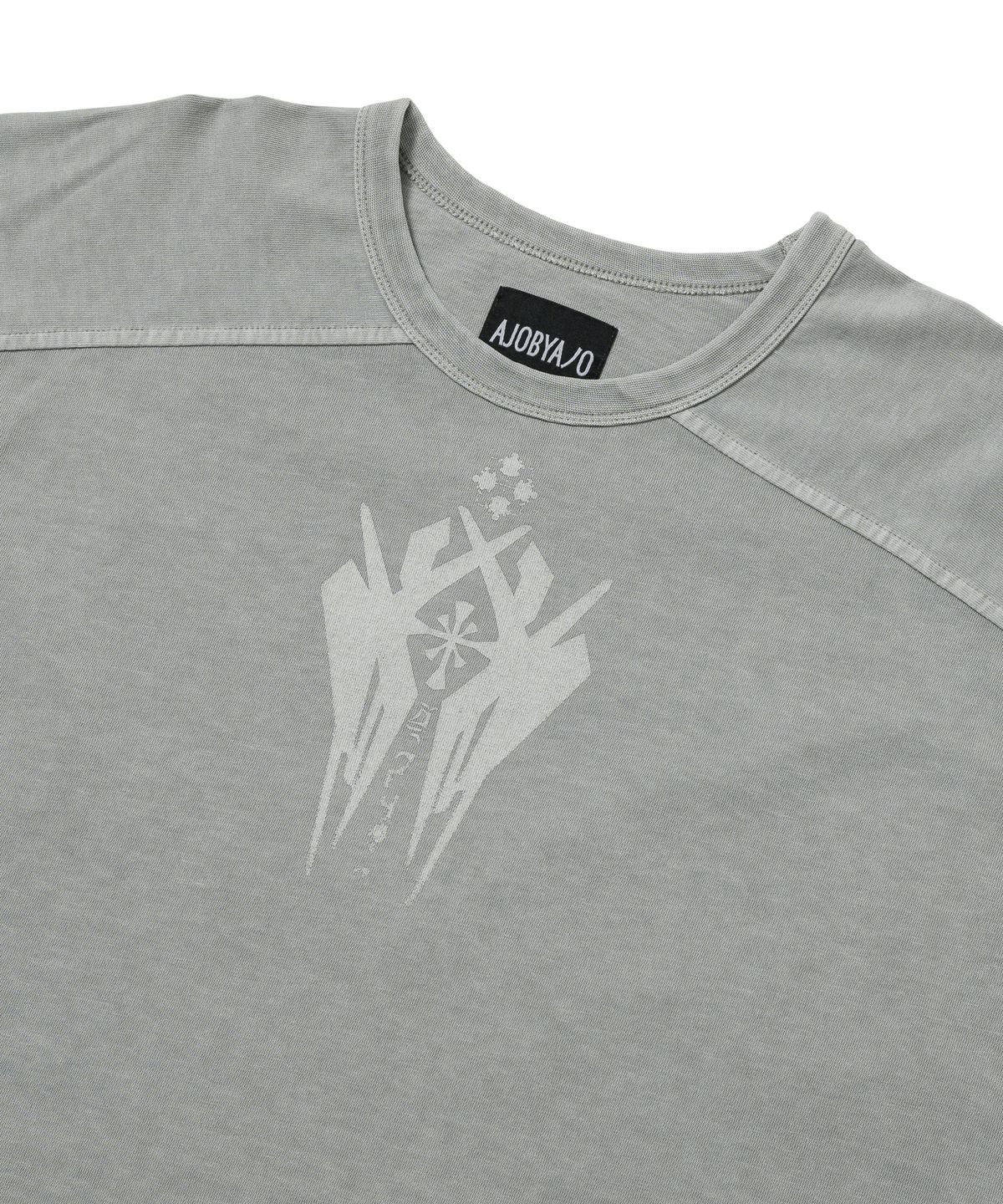 아조바이아조(AJOBYAJO) Cross Symbol Washed Raglan T-Shirt [GREY]