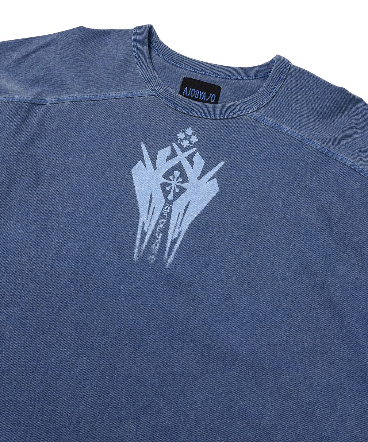 아조바이아조(AJOBYAJO) Cross Symbol Washed Raglan T-Shirt [BLUE]