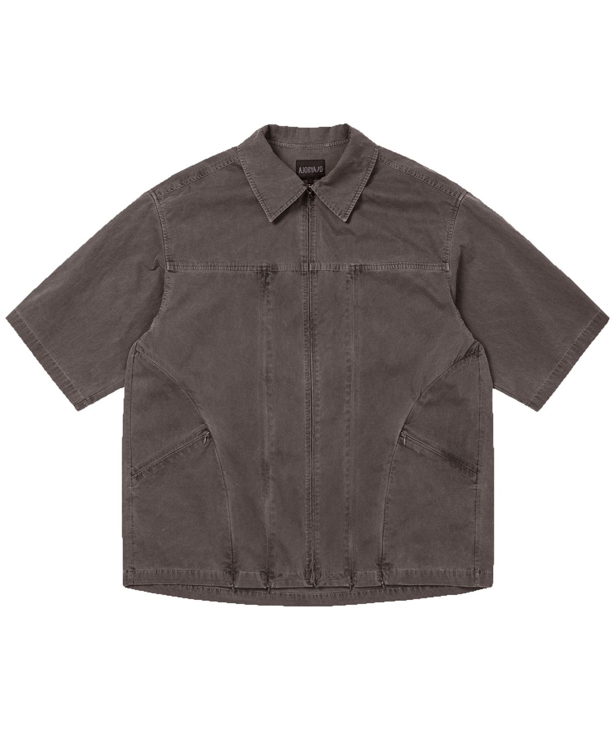 아조바이아조(AJOBYAJO) Paneled Zip-Up Shirt [BROWN]