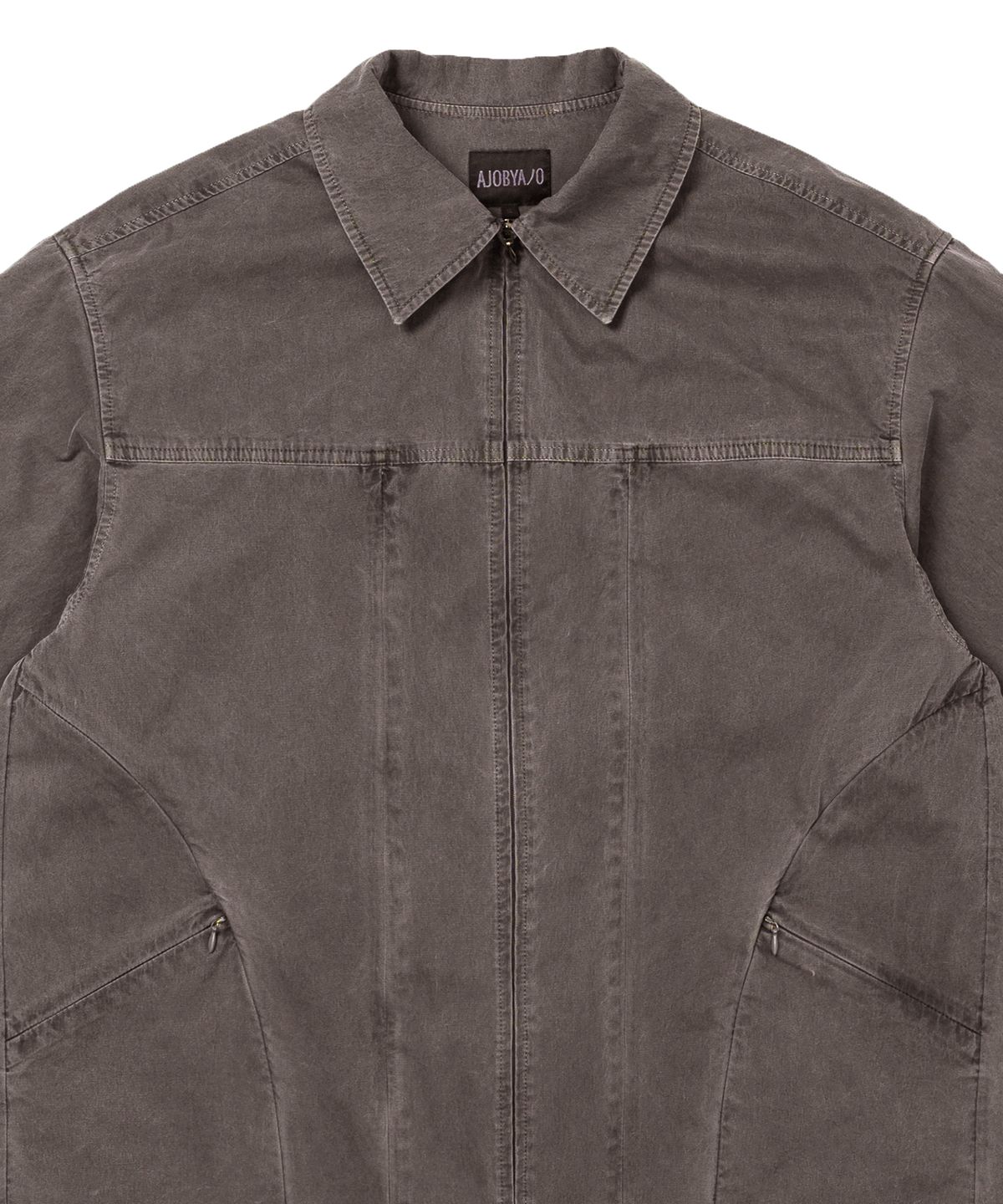 아조바이아조(AJOBYAJO) Paneled Zip-Up Shirt [BROWN]