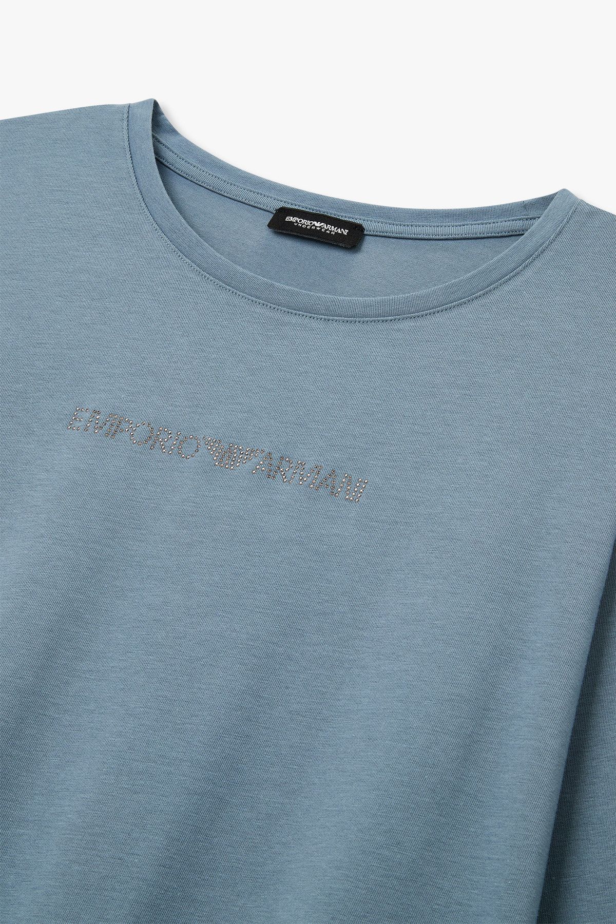 엠포리오 아르마니 언더웨어(EMPORIO ARMANI UNDERWEAR) 여성 로고 핫픽스 라운지 상하의 세트 _블루 08W4339503