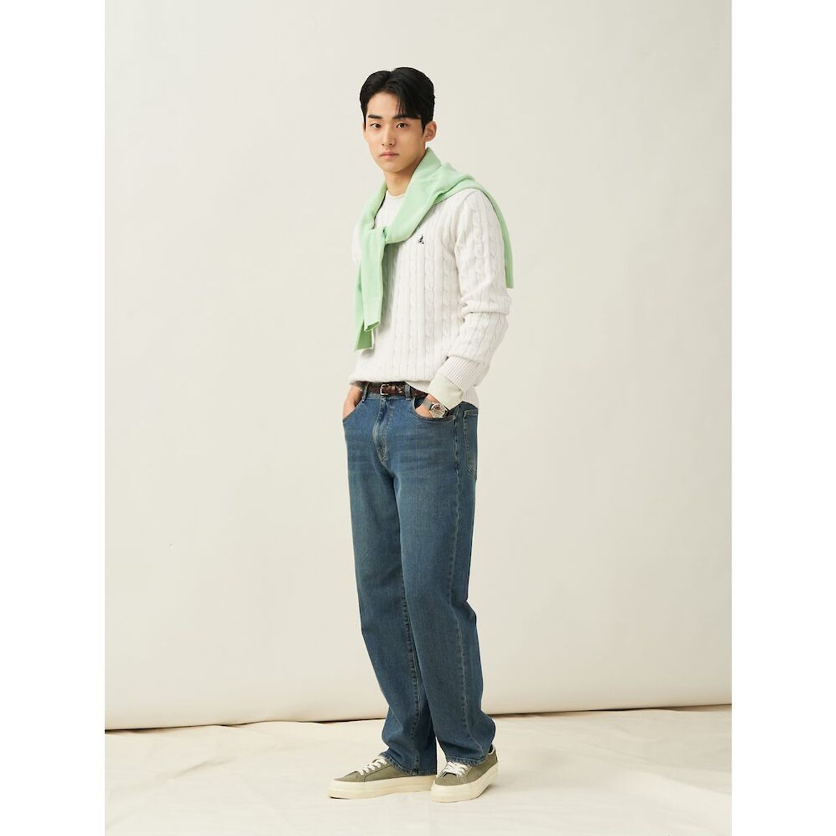 빈폴 멘(BEANPOLE MEN) [Esssential] 남녀공용 코튼 케이블 니트  아이보리