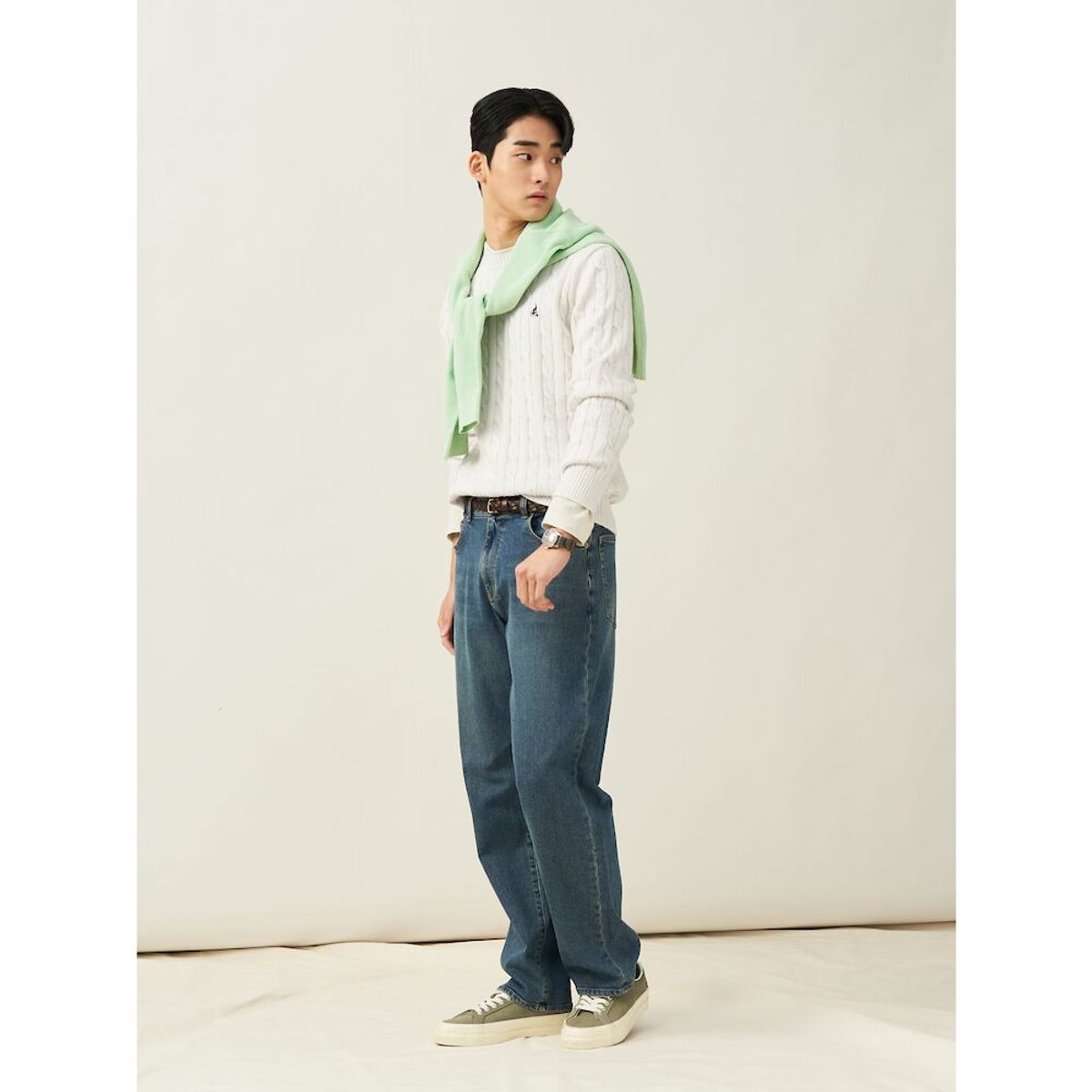 빈폴 멘(BEANPOLE MEN) [Esssential] 남녀공용 코튼 케이블 니트  아이보리