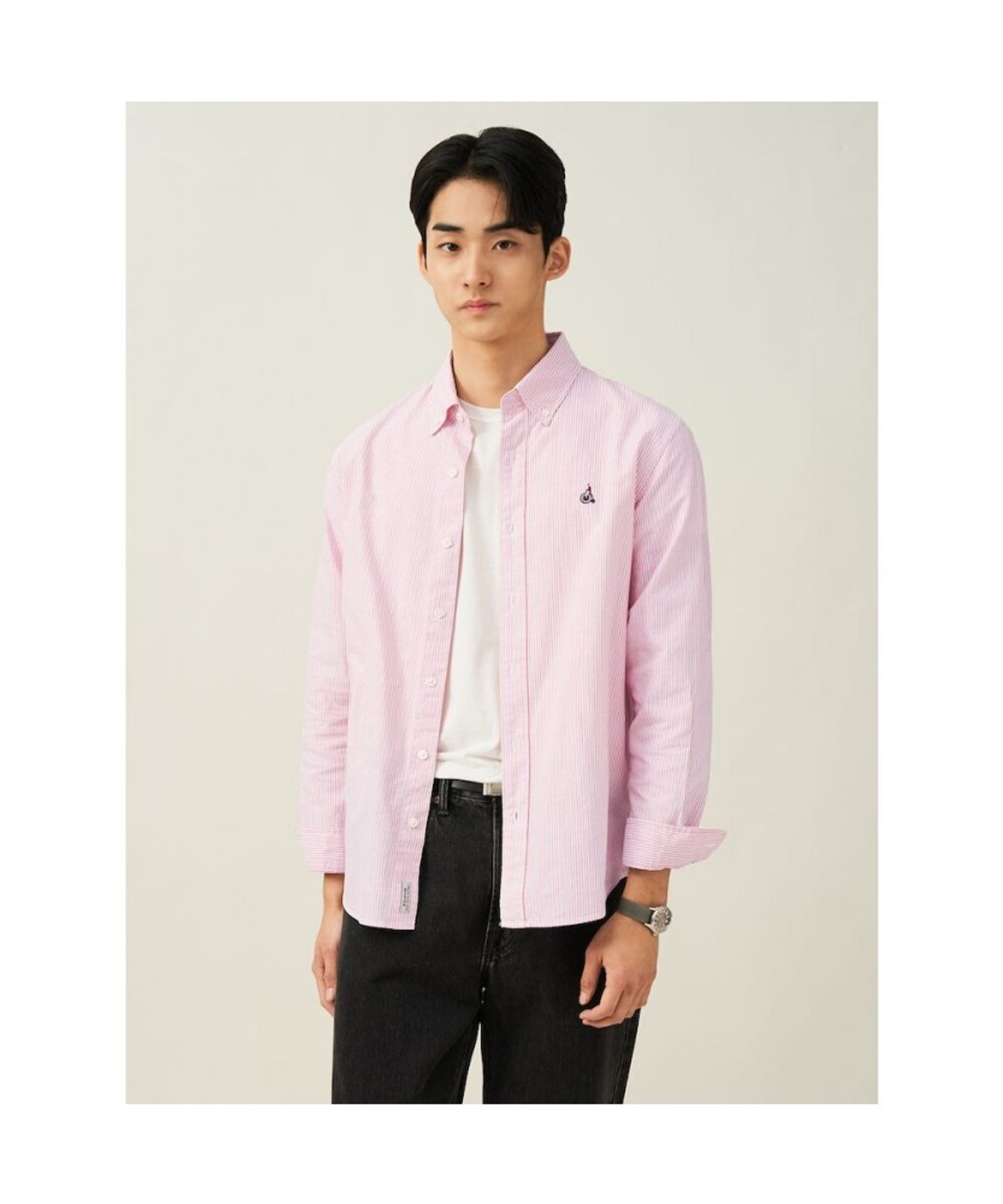 빈폴 멘(BEANPOLE MEN) [Essential] 남녀공용 옥스퍼드 스트라이프 셔츠  레드 (BC5164E016)