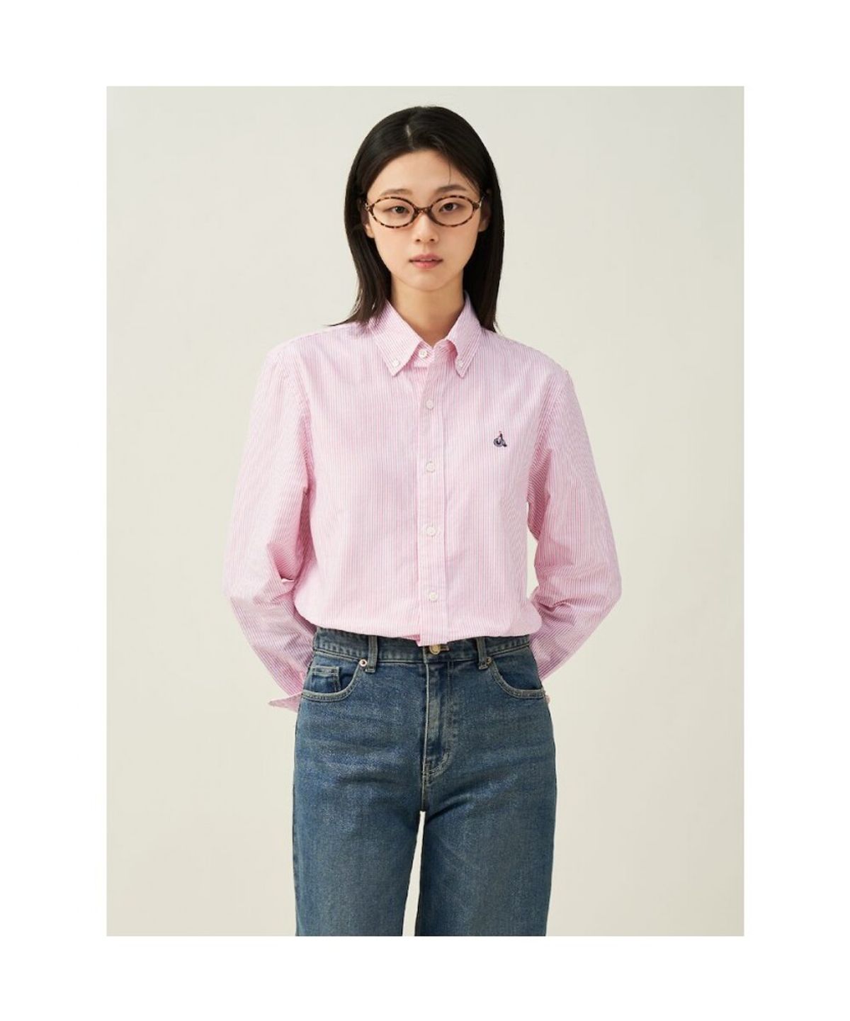 빈폴 멘(BEANPOLE MEN) [Essential] 남녀공용 옥스퍼드 스트라이프 셔츠  레드 (BC5164E016)