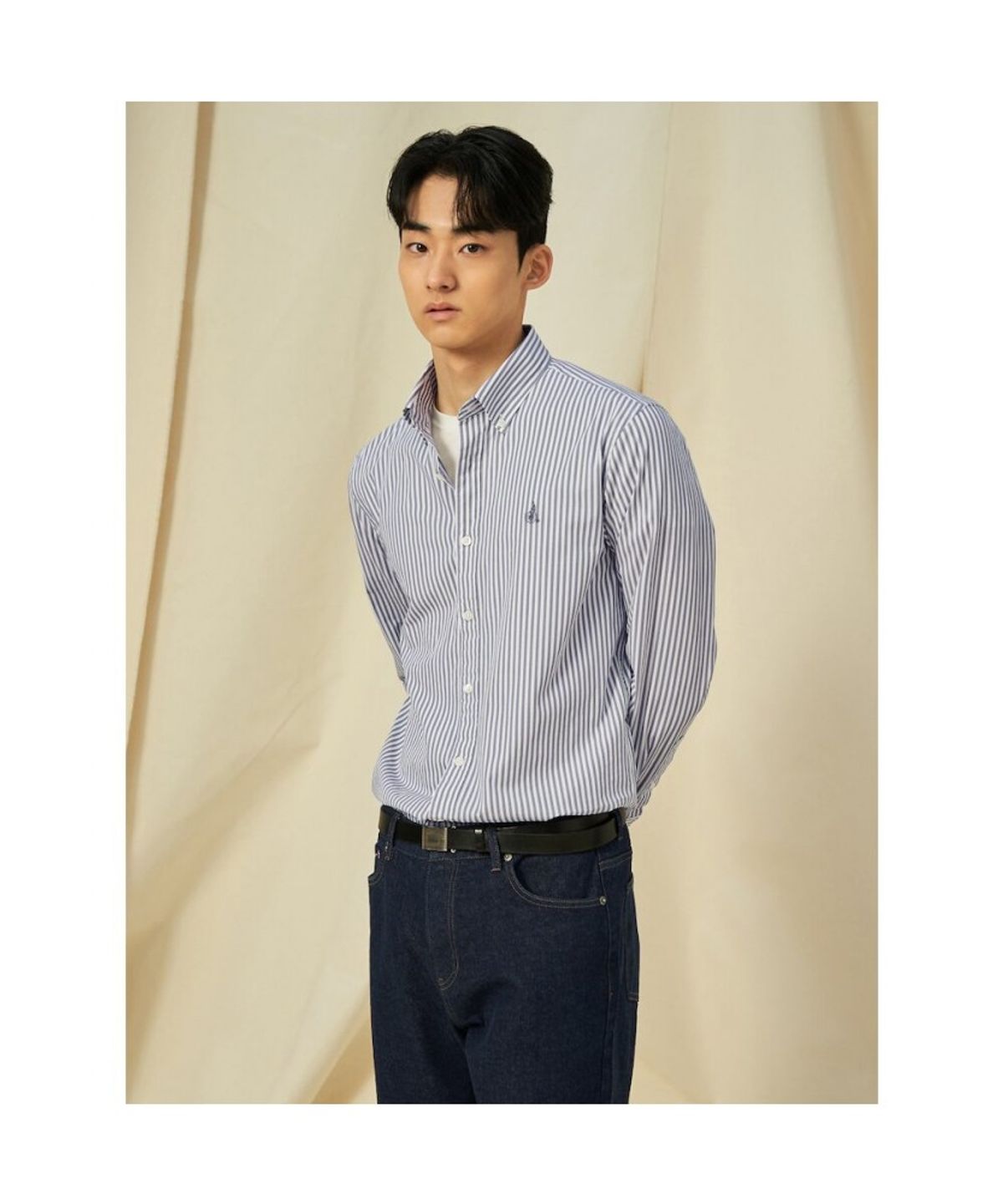 빈폴 멘(BEANPOLE MEN) [Essential] 남녀공용 플레인 스트라이프 셔츠  그레이 (BC5164E033)