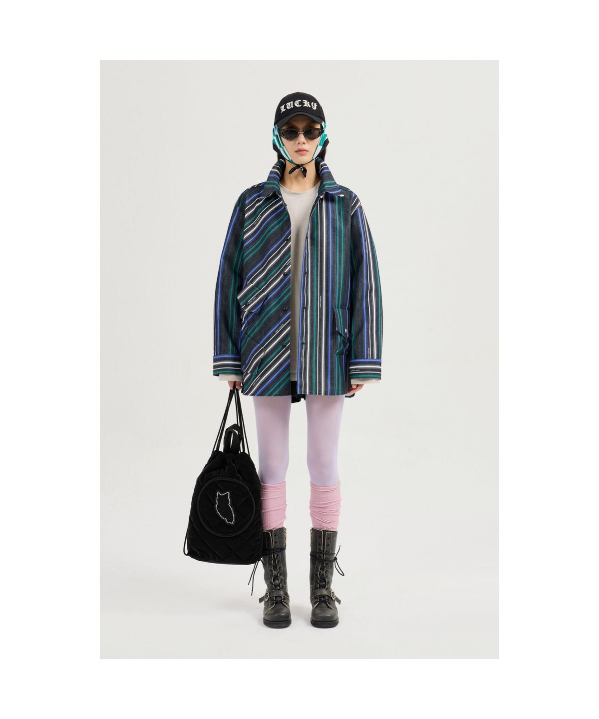 럭키슈에뜨(LUCKY CHOUETTE) Striped Printed Shirt-type Jumper (multi color) LFUAS25120XXX