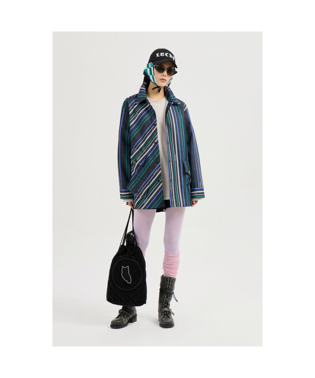 럭키슈에뜨(LUCKY CHOUETTE) Striped Printed Shirt-type Jumper (multi color) LFUAS25120XXX