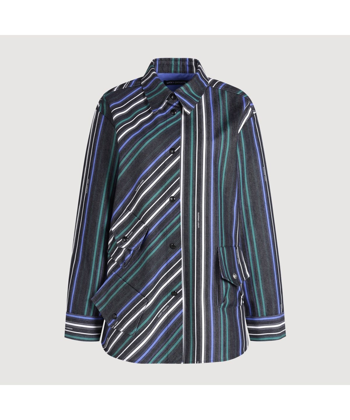 럭키슈에뜨(LUCKY CHOUETTE) Striped Printed Shirt-type Jumper (multi color) LFUAS25120XXX