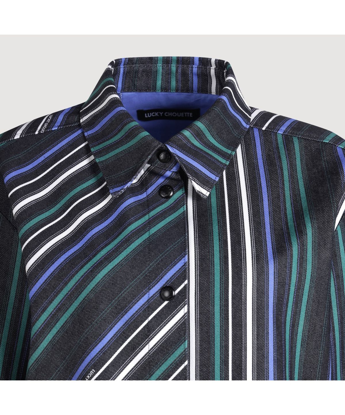 럭키슈에뜨(LUCKY CHOUETTE) Striped Printed Shirt-type Jumper (multi color) LFUAS25120XXX