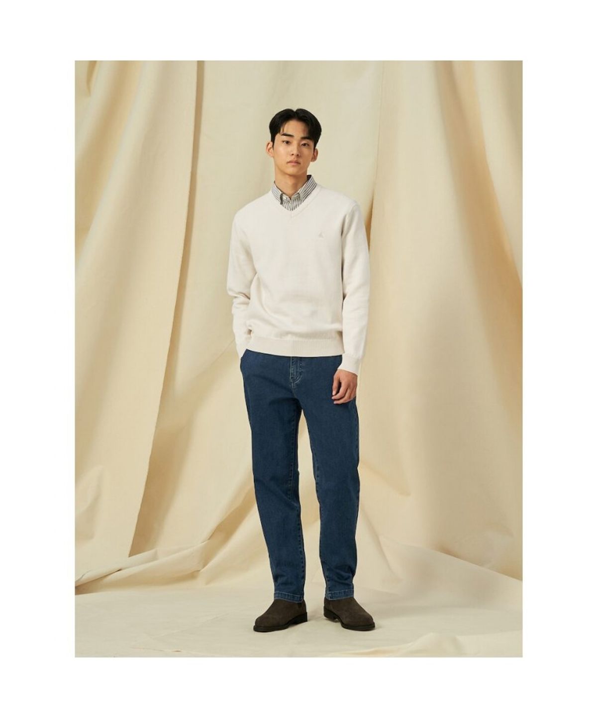 빈폴 멘(BEANPOLE MEN) 밴딩 저지 데님 팬츠  네이비 (BC5121C75R)