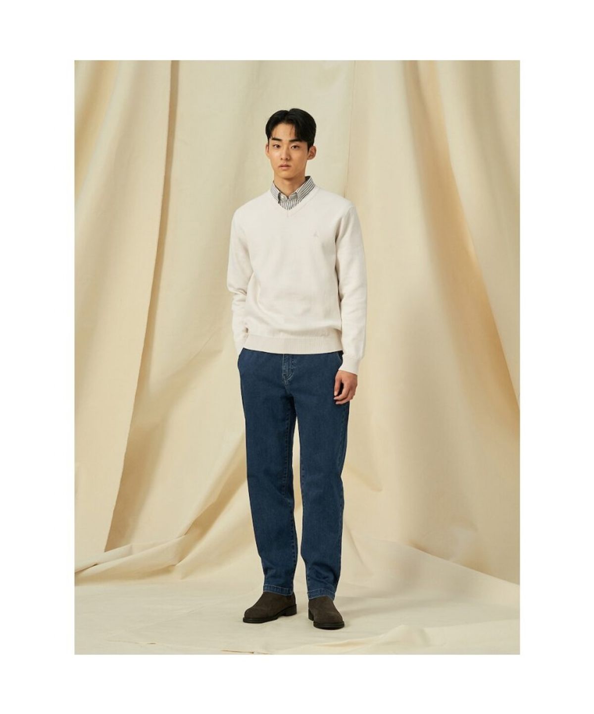 빈폴 멘(BEANPOLE MEN) 밴딩 저지 데님 팬츠  네이비 (BC5121C75R)