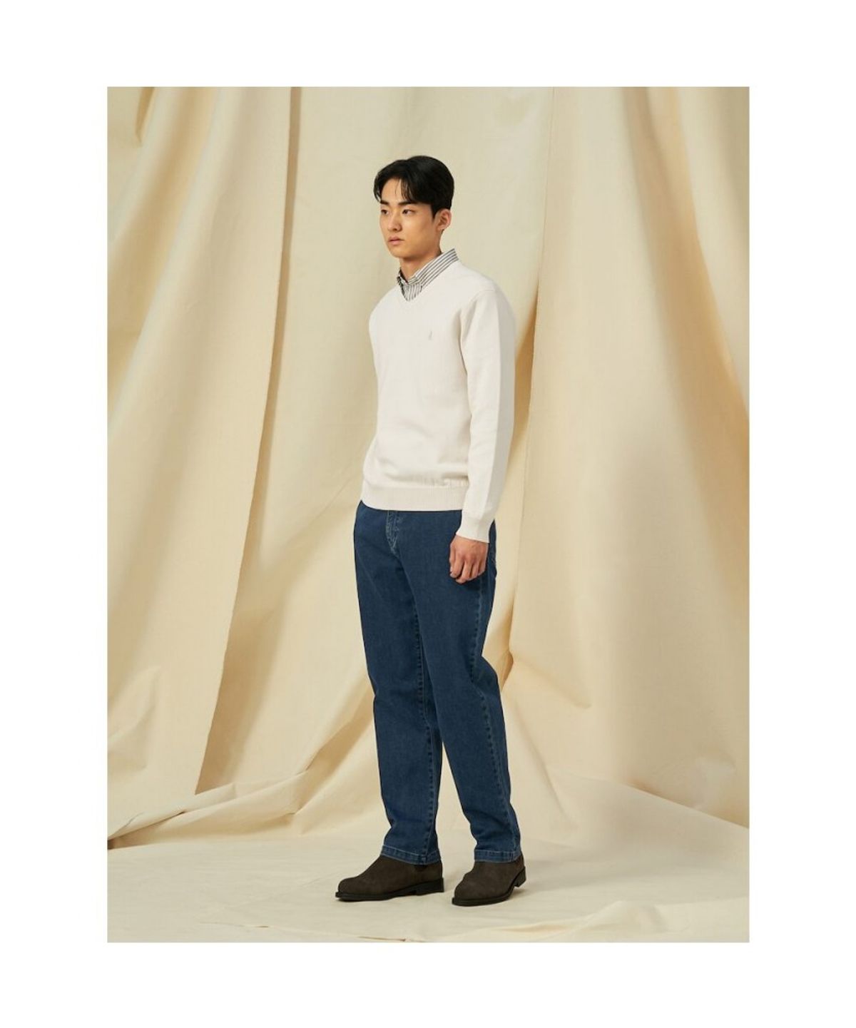 빈폴 멘(BEANPOLE MEN) 밴딩 저지 데님 팬츠  네이비 (BC5121C75R)