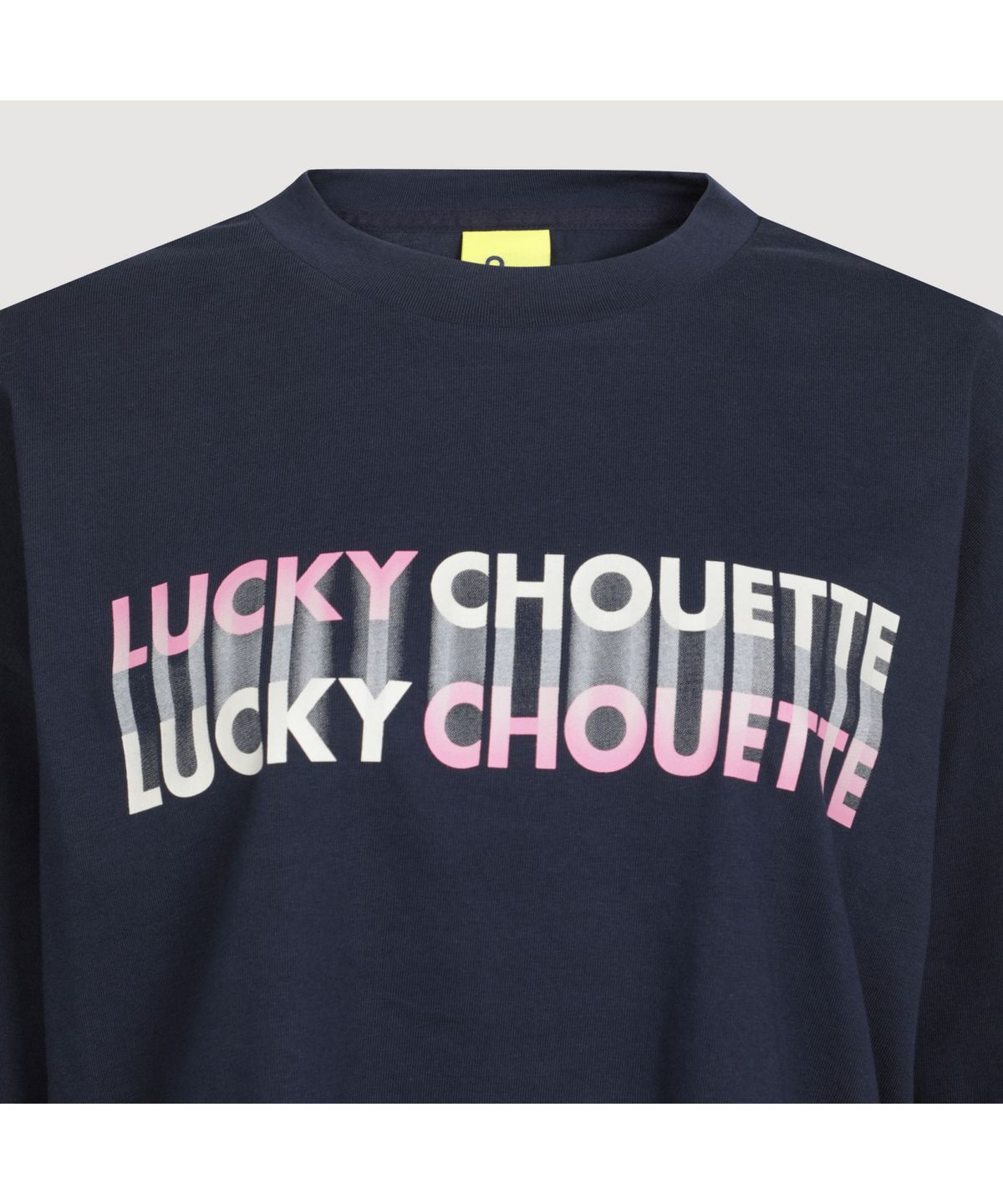 럭키슈에뜨(LUCKY CHOUETTE) Printed Cropped Long-sleeved T-shirt (dark navy) LFTAS25170NYD