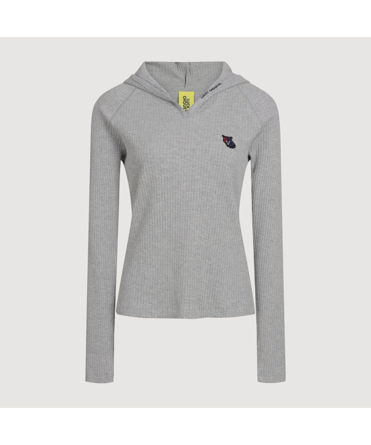 럭키슈에뜨(LUCKY CHOUETTE) Embroidered Point Rib Hooded T-shirt (melange grey) LFTAS25125GYM