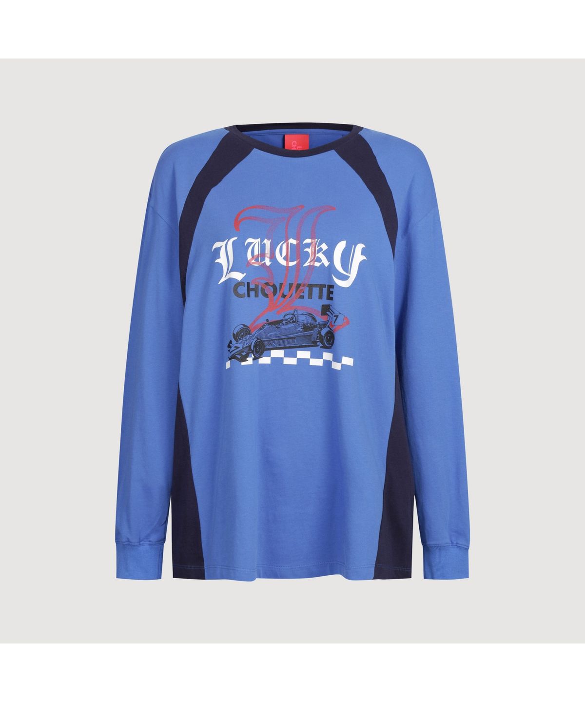 럭키슈에뜨(LUCKY CHOUETTE) Coloring Point Long-sleeve T-shirt (blue) LFTAS25130BUX