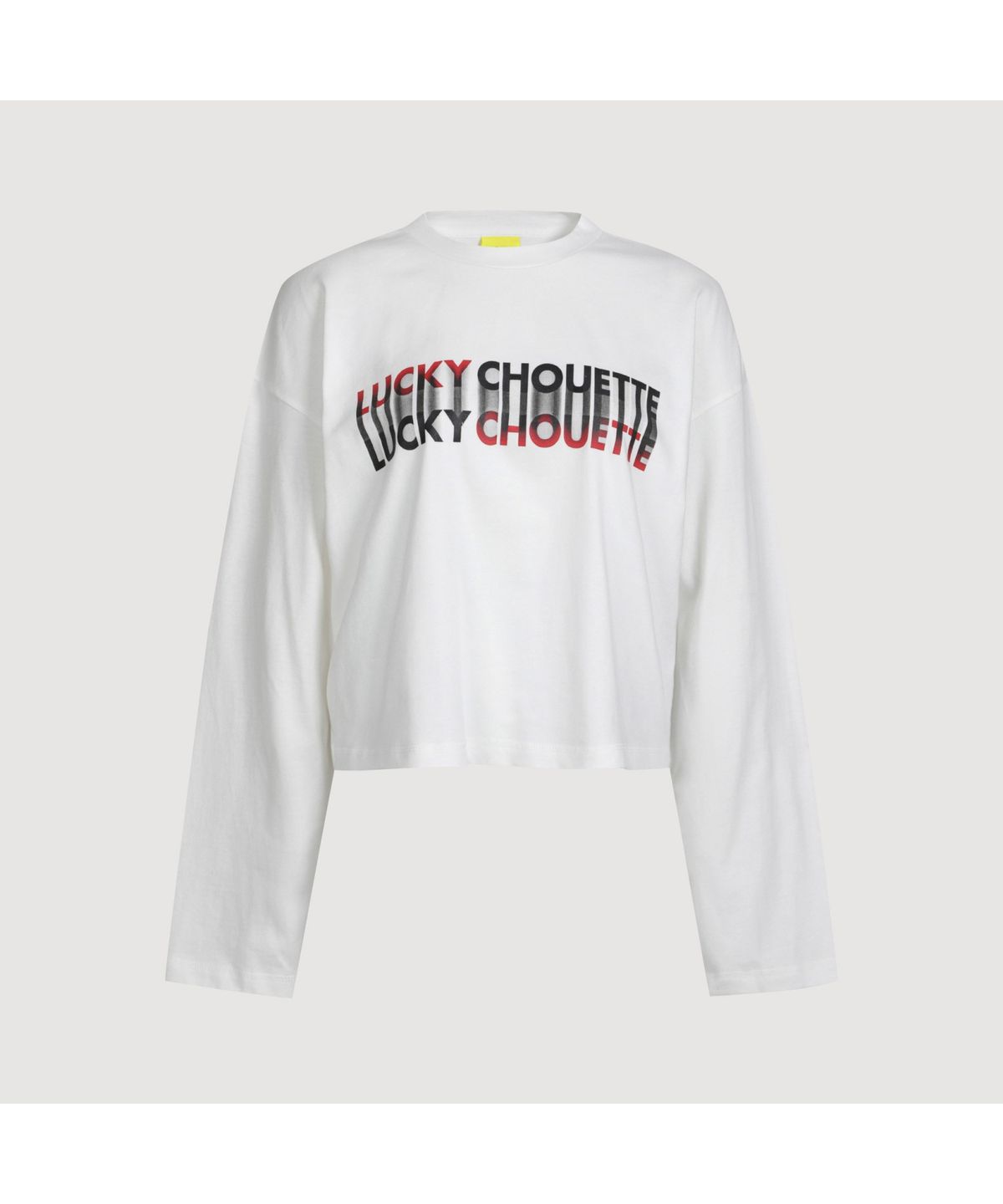 럭키슈에뜨(LUCKY CHOUETTE) Printed Cropped Long-sleeved T-shirt  (white) LFTAS25170WHX