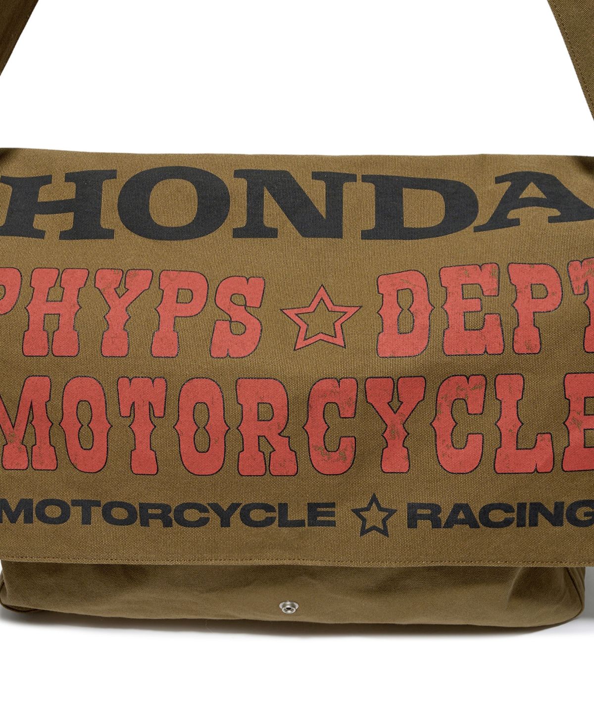 핍스 모터사이클(PHYPS MOTORCYCLE) Honda Typography Duffel Canvas bag_Khaki