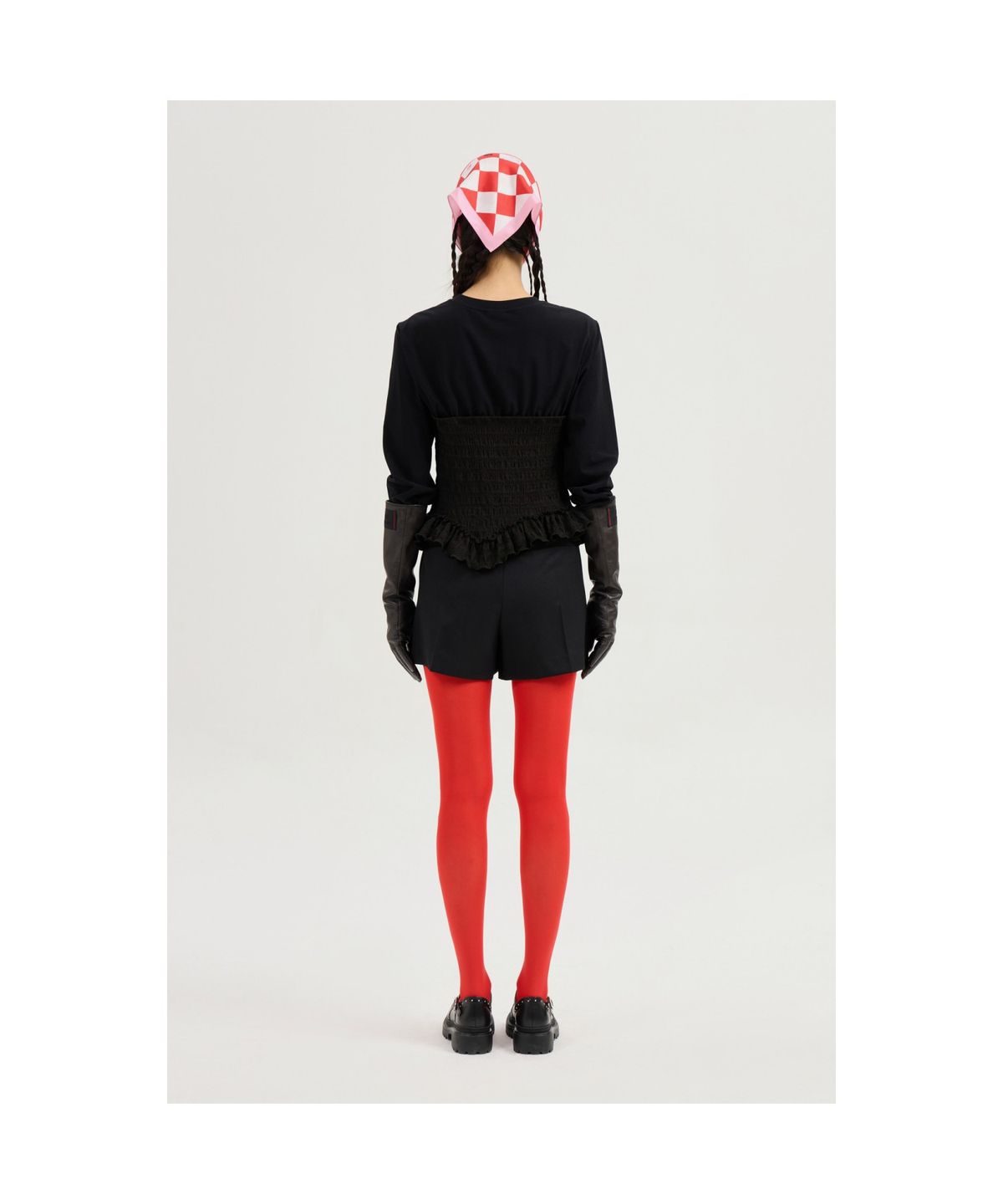 럭키슈에뜨(LUCKY CHOUETTE) Woven Bustier Long-sleeve T-shirt (black) LFTAS25100BKX