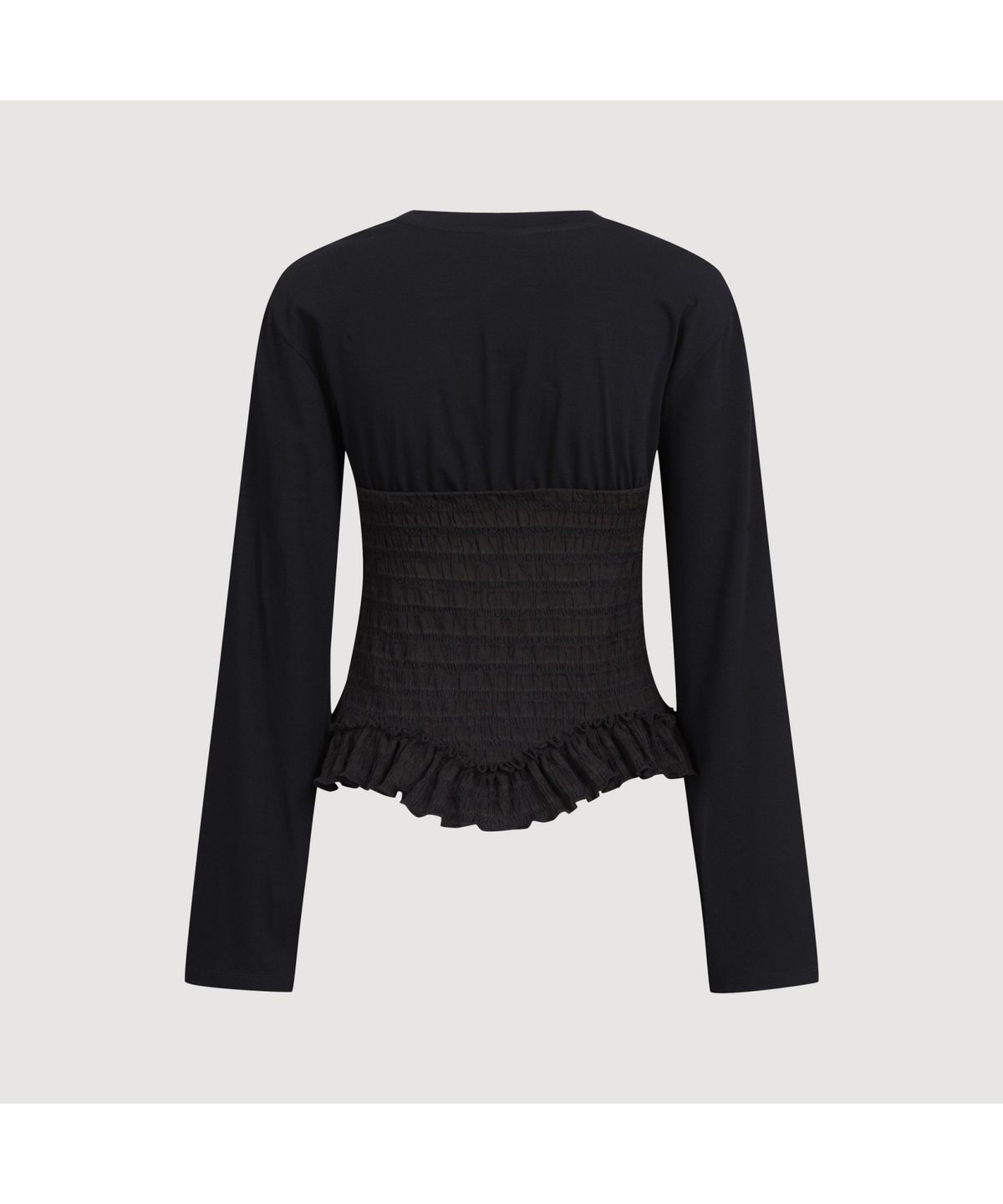 럭키슈에뜨(LUCKY CHOUETTE) Woven Bustier Long-sleeve T-shirt (black) LFTAS25100BKX