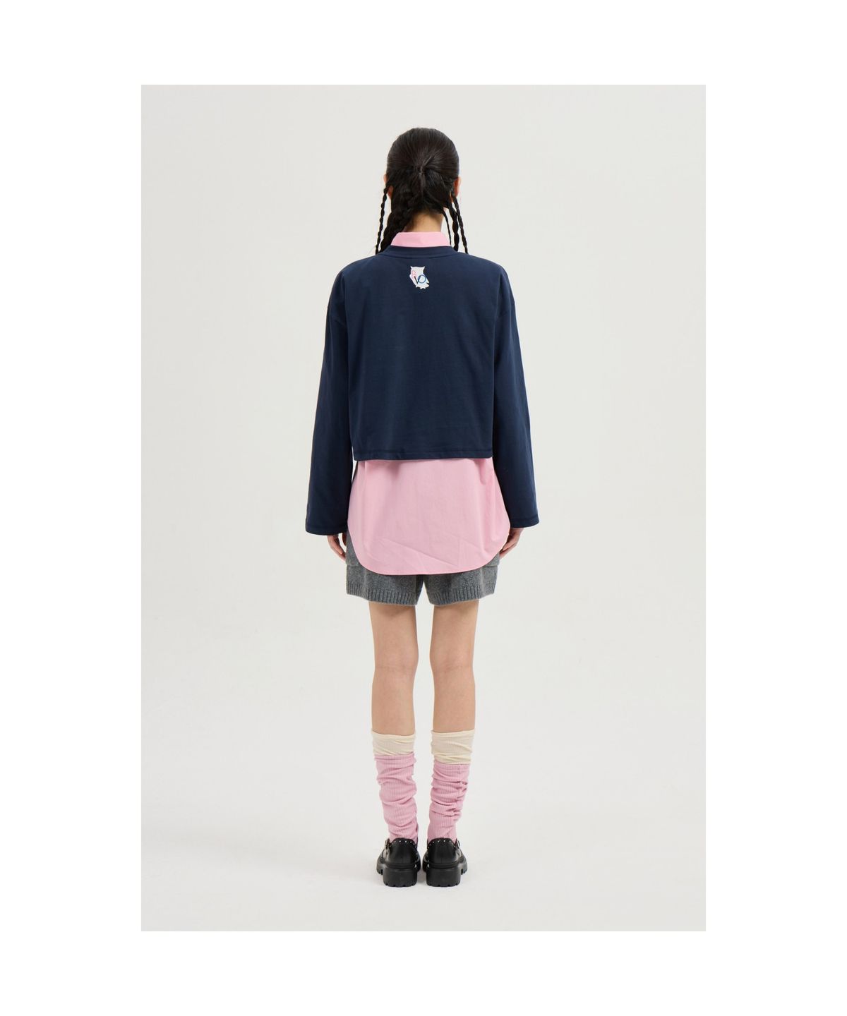 럭키슈에뜨(LUCKY CHOUETTE) Embroidery Point Cotton Shirt Blouse (pink) LFSAM25120PIX