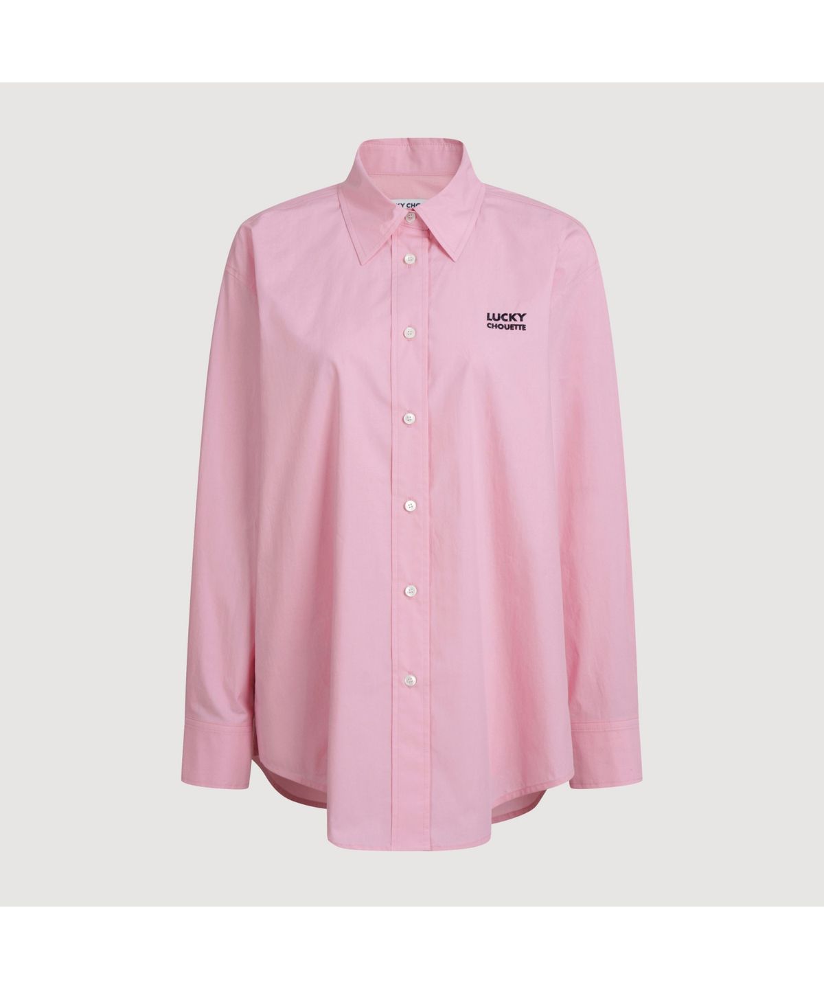 럭키슈에뜨(LUCKY CHOUETTE) Embroidery Point Cotton Shirt Blouse (pink) LFSAM25120PIX