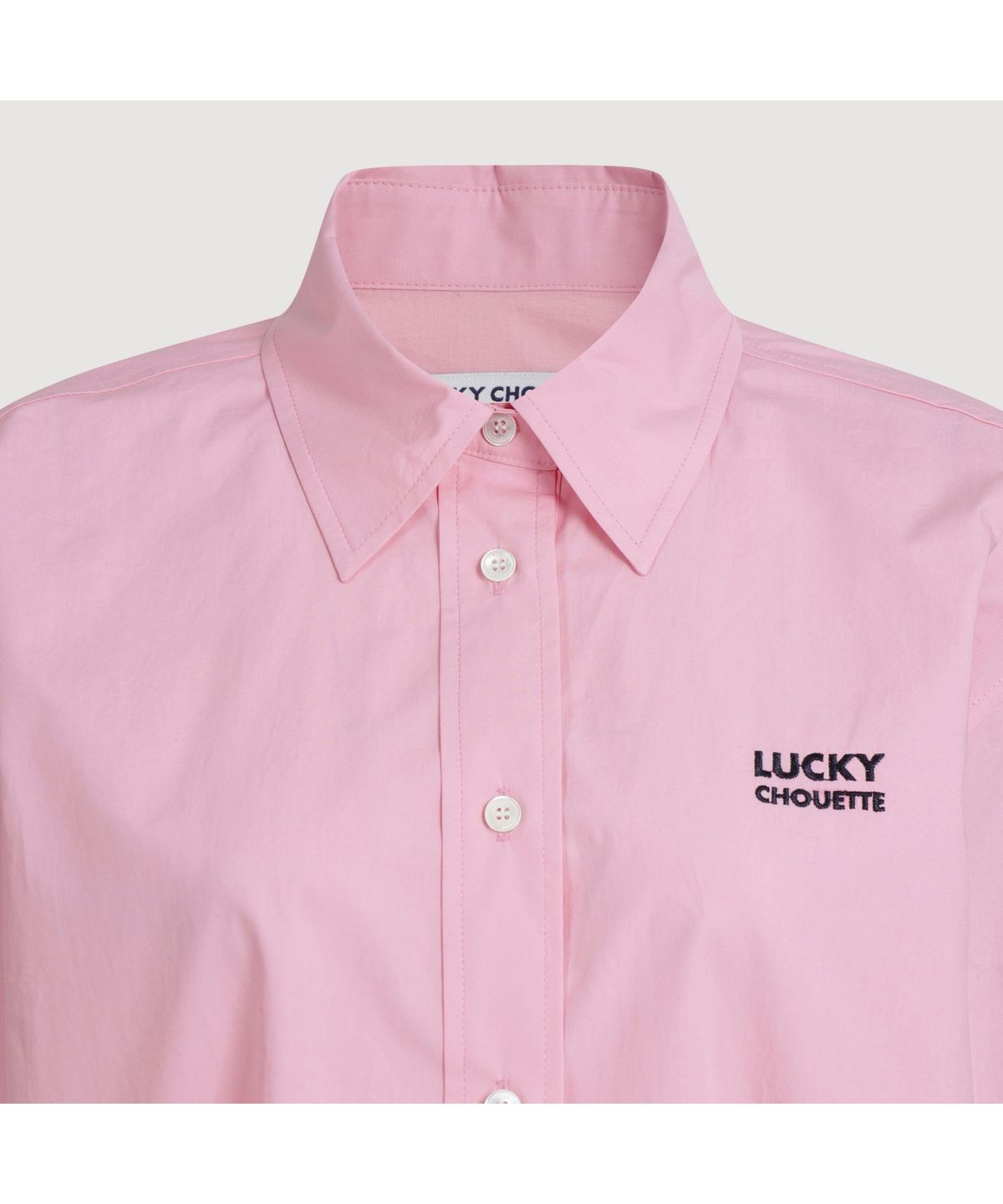 럭키슈에뜨(LUCKY CHOUETTE) Embroidery Point Cotton Shirt Blouse (pink) LFSAM25120PIX