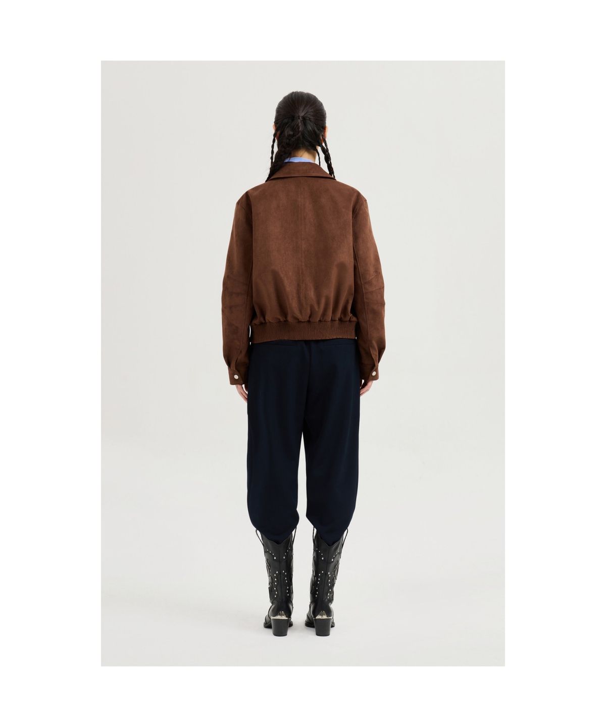 럭키슈에뜨(LUCKY CHOUETTE) Embroidery Point Cotton Shirt Blouse (blue) LFSAM25120BUX