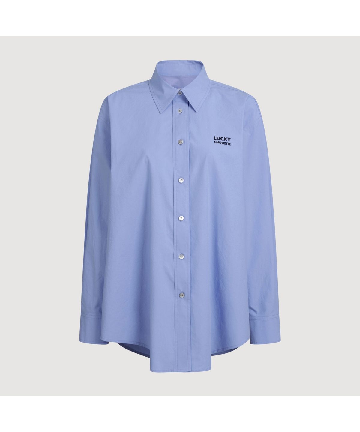 럭키슈에뜨(LUCKY CHOUETTE) Embroidery Point Cotton Shirt Blouse (blue) LFSAM25120BUX