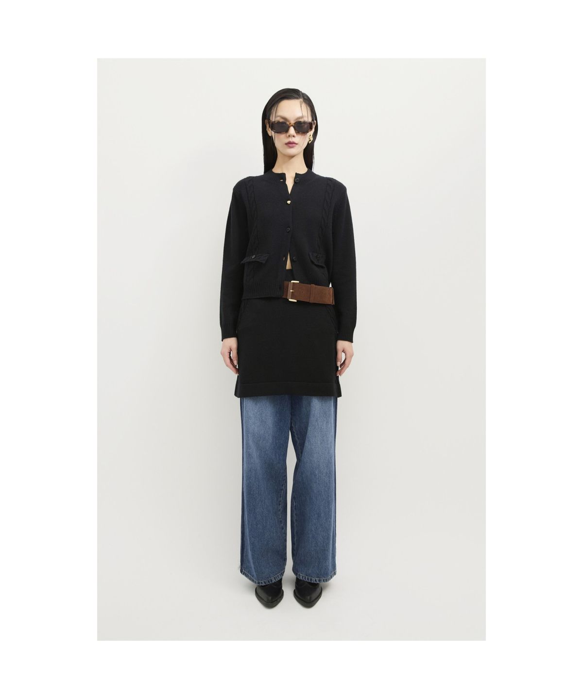 럭키슈에뜨(LUCKY CHOUETTE) Back Lucky Lettering Knit Cardigan (black) LFWCS25120BKX
