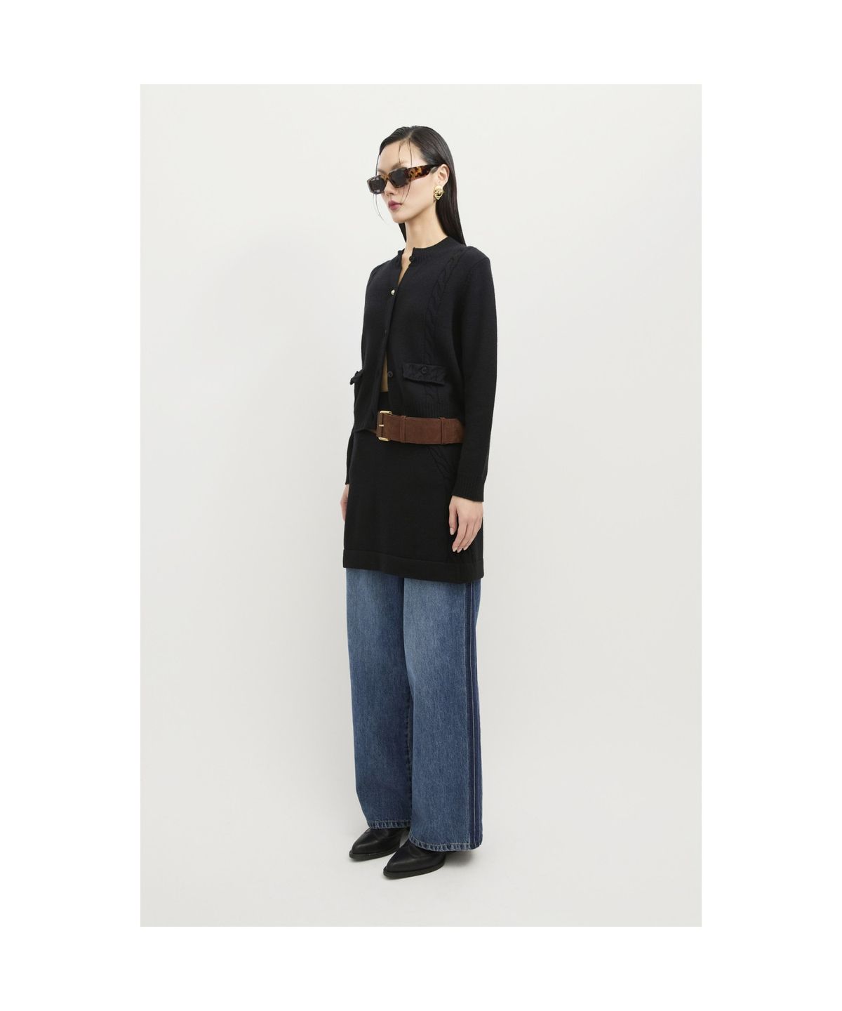 럭키슈에뜨(LUCKY CHOUETTE) Back Lucky Lettering Knit Cardigan (black) LFWCS25120BKX
