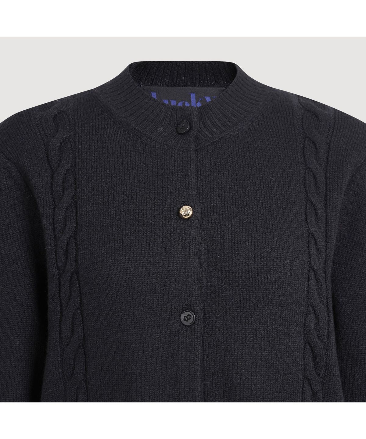 럭키슈에뜨(LUCKY CHOUETTE) Back Lucky Lettering Knit Cardigan (black) LFWCS25120BKX