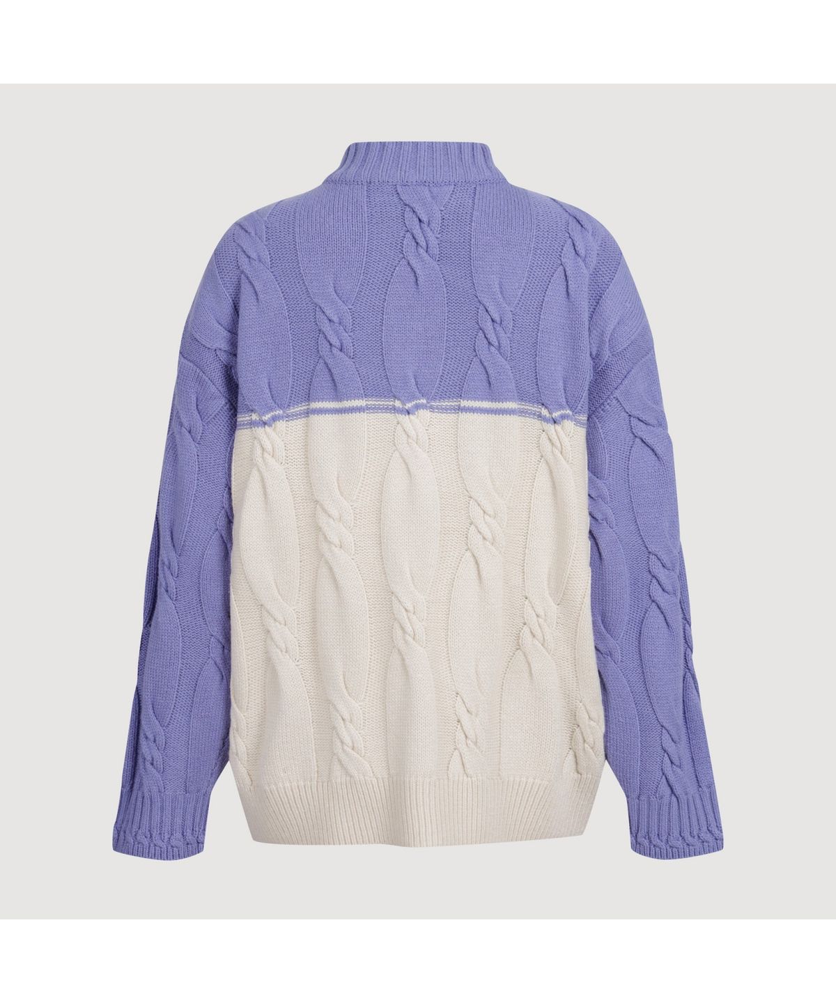 럭키슈에뜨(LUCKY CHOUETTE) Half Colored Cable Jumper-Type Knit Cardigan (violet) LFWCS25110VLT