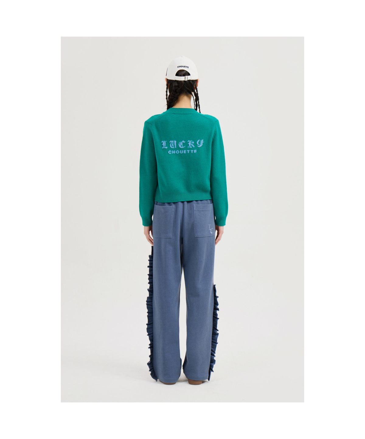 럭키슈에뜨(LUCKY CHOUETTE) Frill-pointed Jersey Banding Pants (blue) LFPNS25120BUX