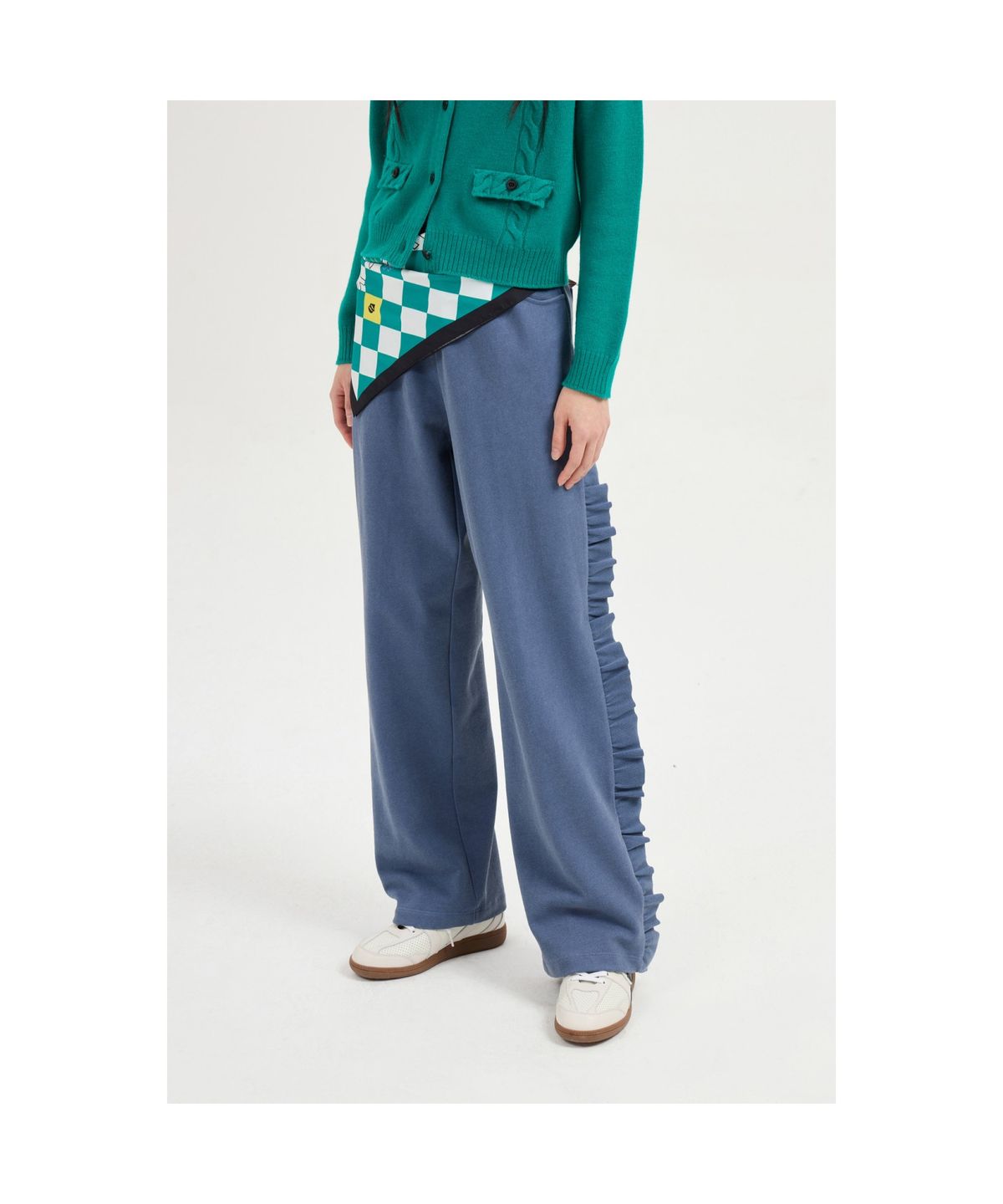 럭키슈에뜨(LUCKY CHOUETTE) Frill-pointed Jersey Banding Pants (blue) LFPNS25120BUX
