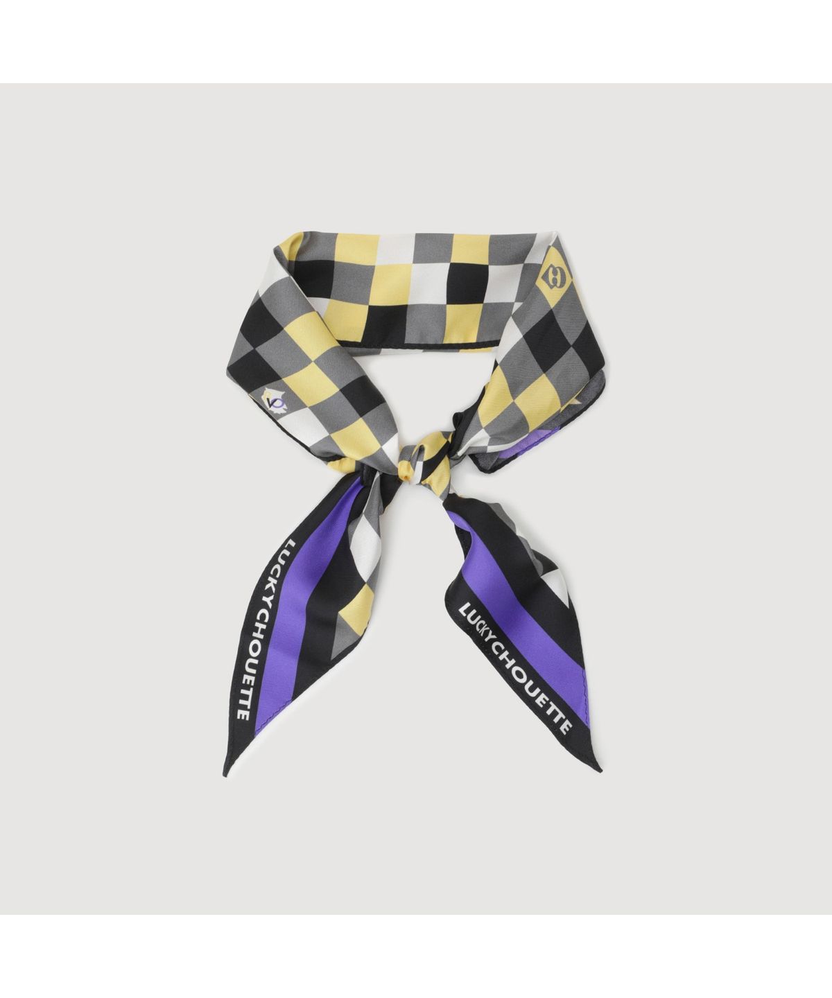 럭키슈에뜨(LUCKY CHOUETTE) Check Twilly Scarf (yellow) LXAJM25120YEX