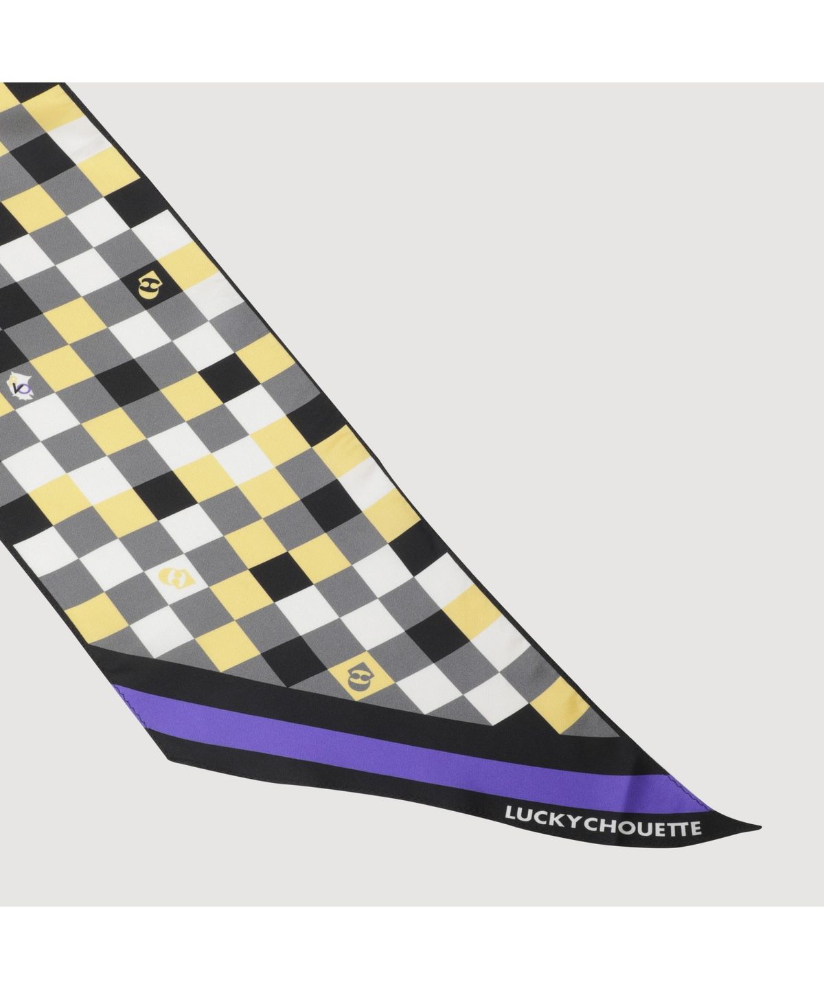 럭키슈에뜨(LUCKY CHOUETTE) Check Twilly Scarf (yellow) LXAJM25120YEX