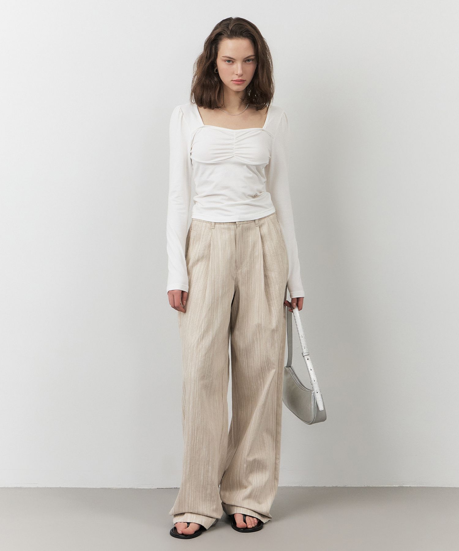 Tシャツ・カットソー citybreeze Loose detail long sleeve t-shirt_WHITE TLD_24_A_S_WORLDWIDE_LS_TEE_WH