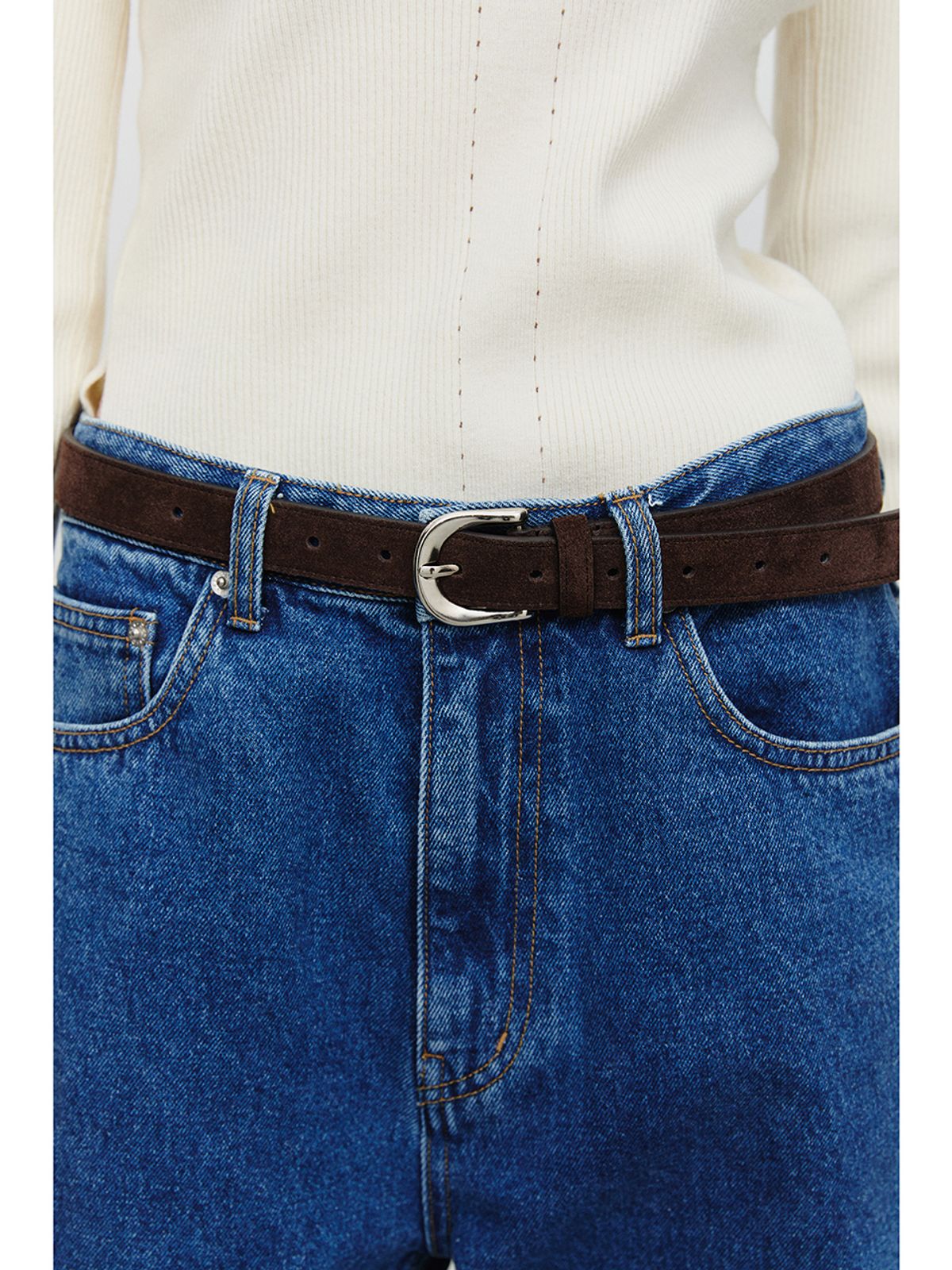 던스트(DUNST) D-BUCKLE SUEDE LEATHER BELT_UDBE5E209_ESPRESSO