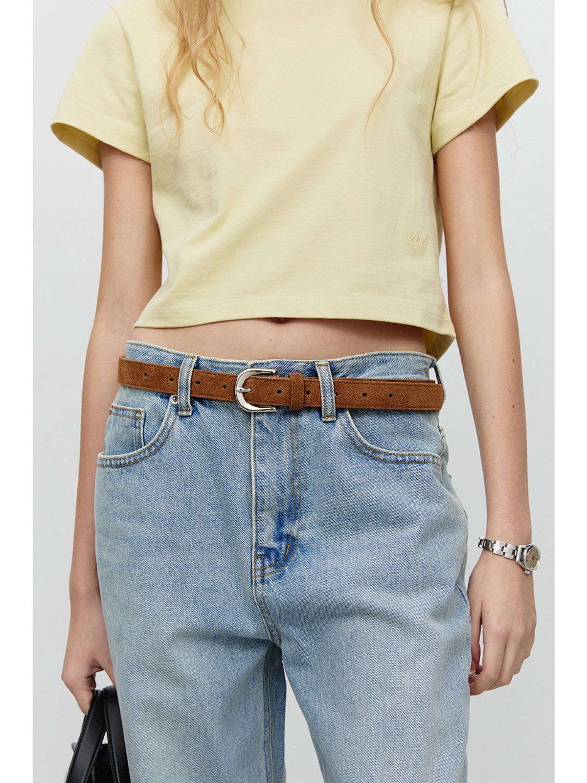 던스트(DUNST) D-BUCKLE SUEDE LEATHER BELT_UDBE5E209_CAMEL