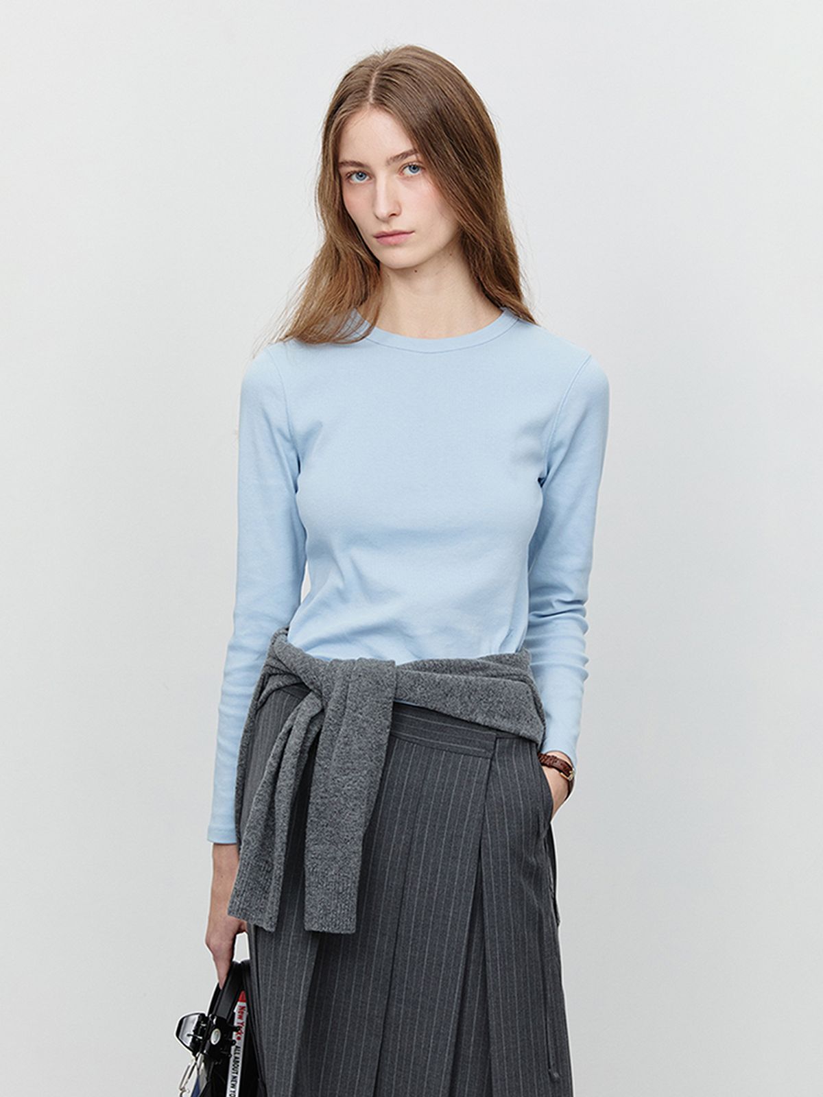 던스트(DUNST) ESSENTIAL LONG SLEEVE T-SHIRT_UDTS5A205_LIGHT BLUE