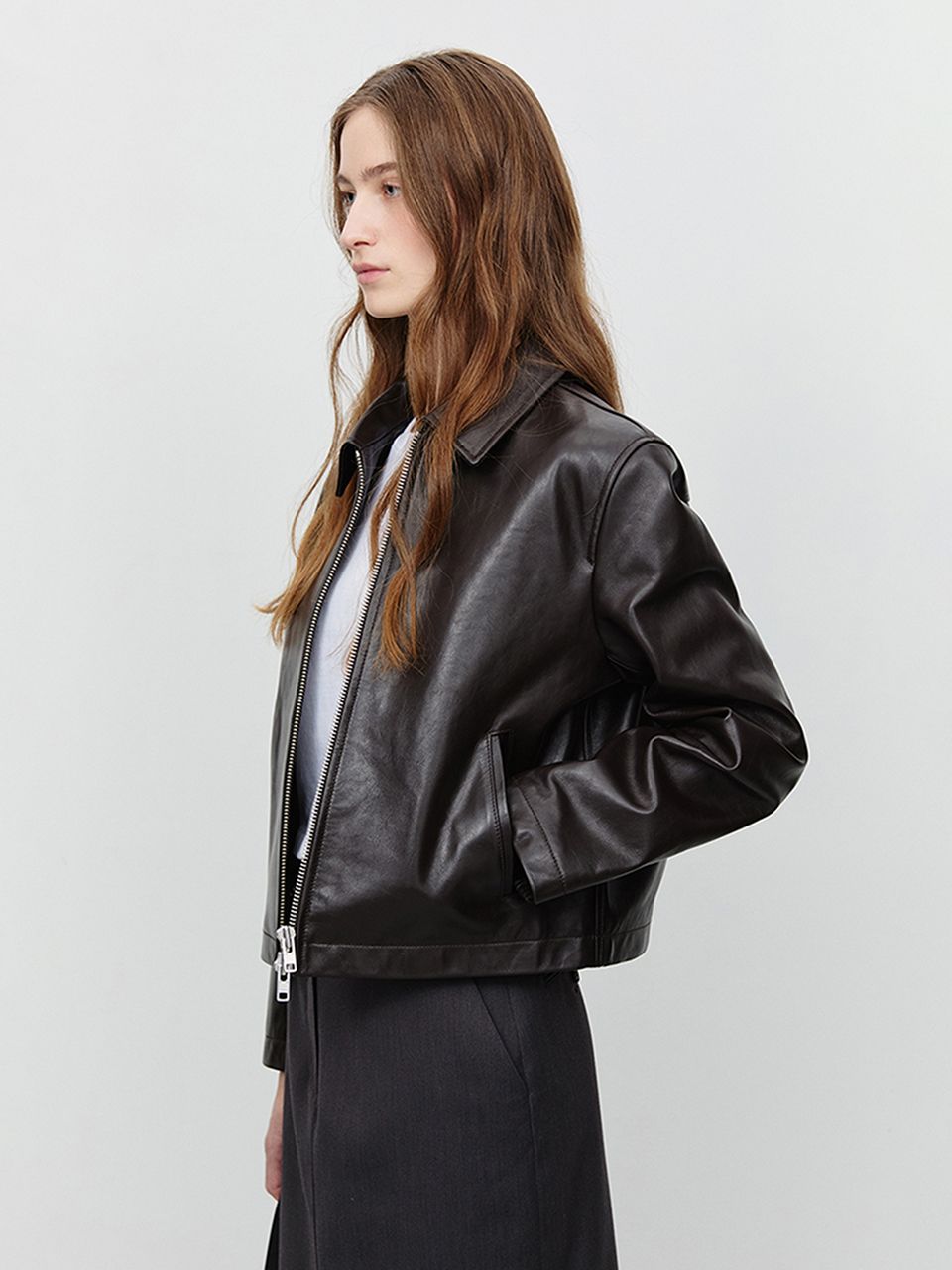 MUSINSA公式 | DUNST FOR WOMEN UNIXEX CALF SKIN COLLARED BLOUSON 