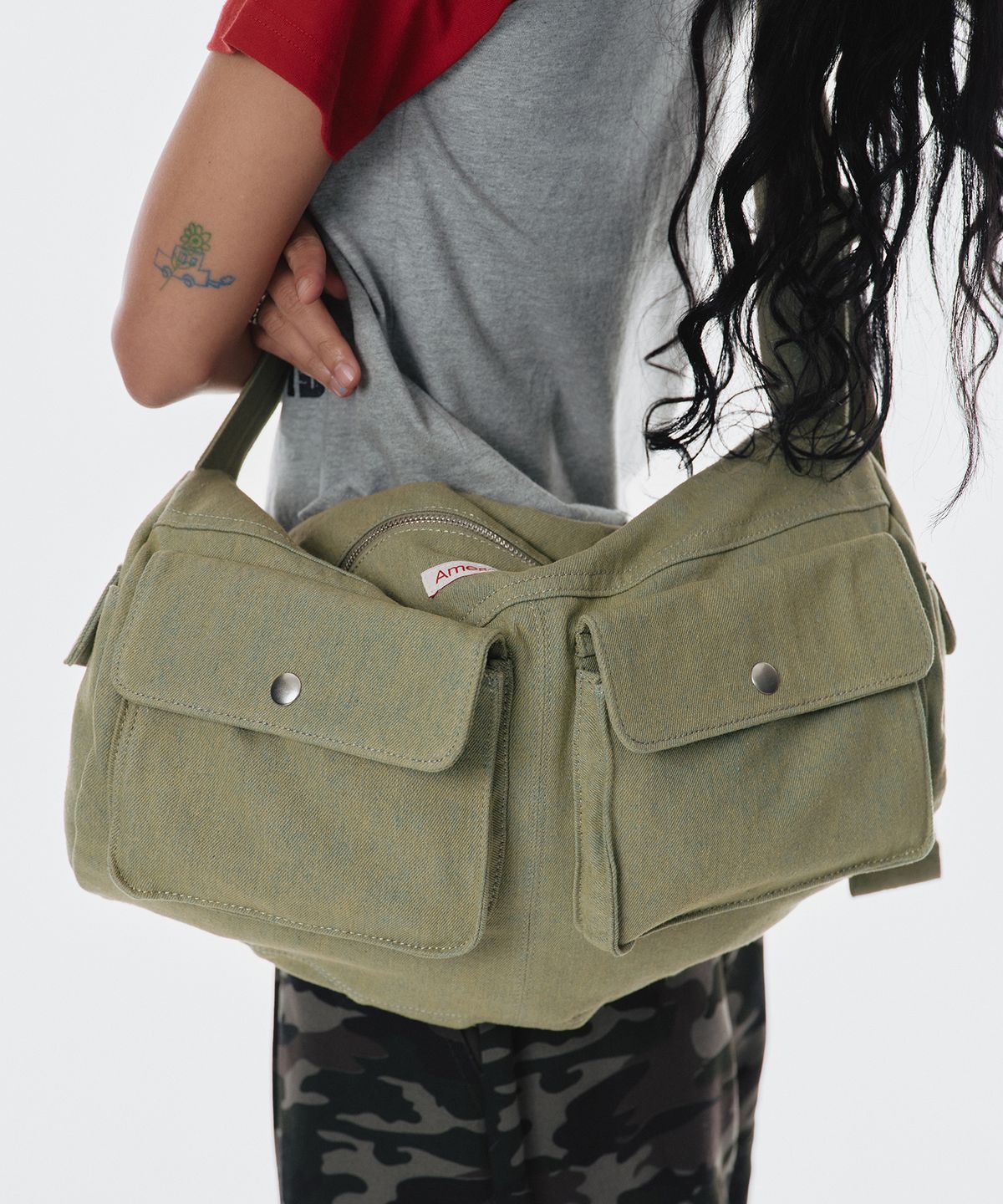 아메스 월드와이드(AMES-WORLDWIDE) DENIM DUFFLE BAG KHAKI