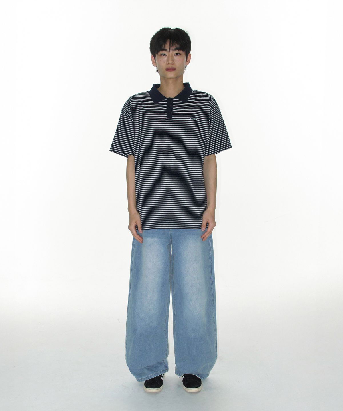 아메스 월드와이드(AMES-WORLDWIDE) OVERFIT STITCH DENIM PANTS LIGHT BLUE