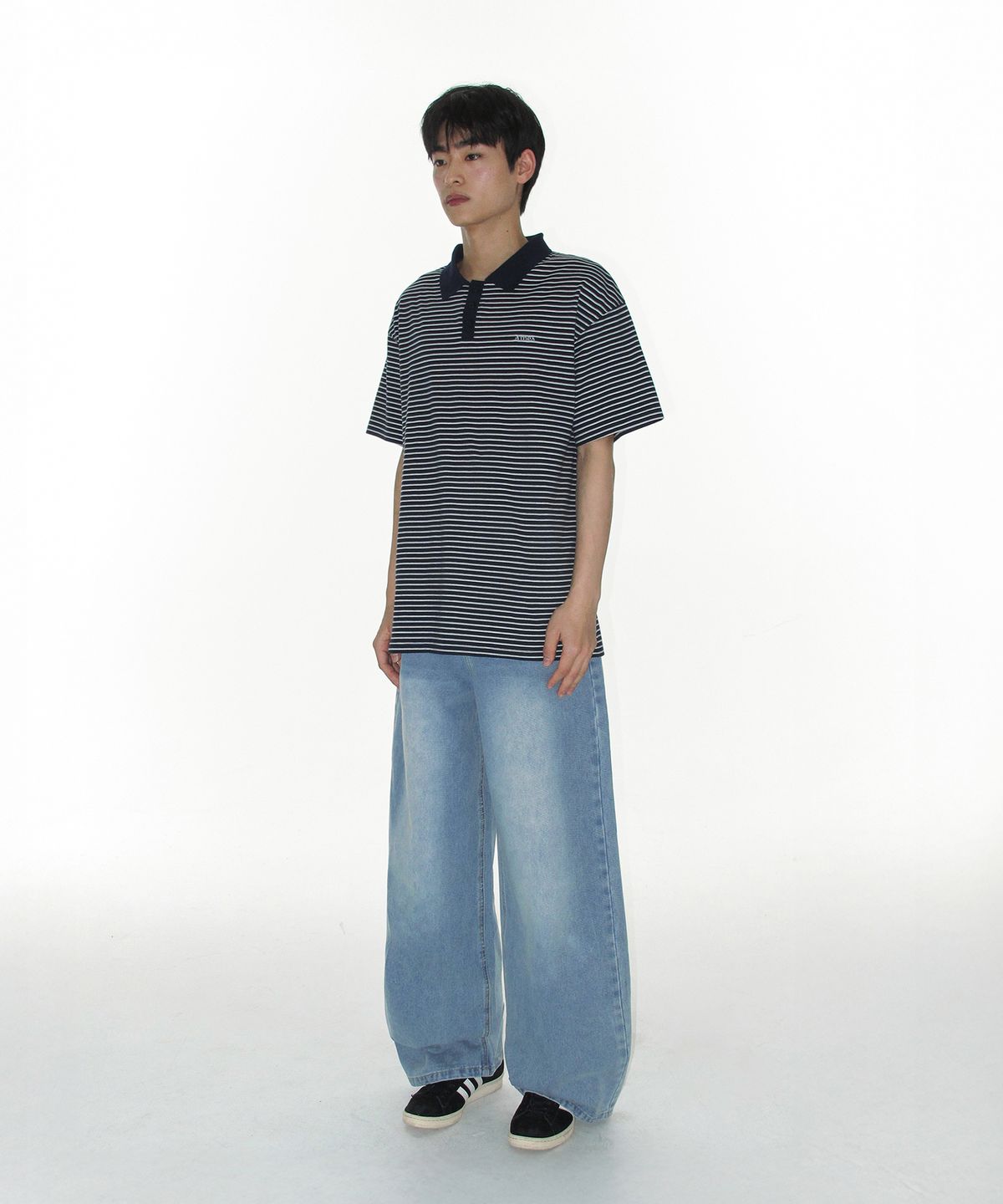 아메스 월드와이드(AMES-WORLDWIDE) OVERFIT STITCH DENIM PANTS LIGHT BLUE