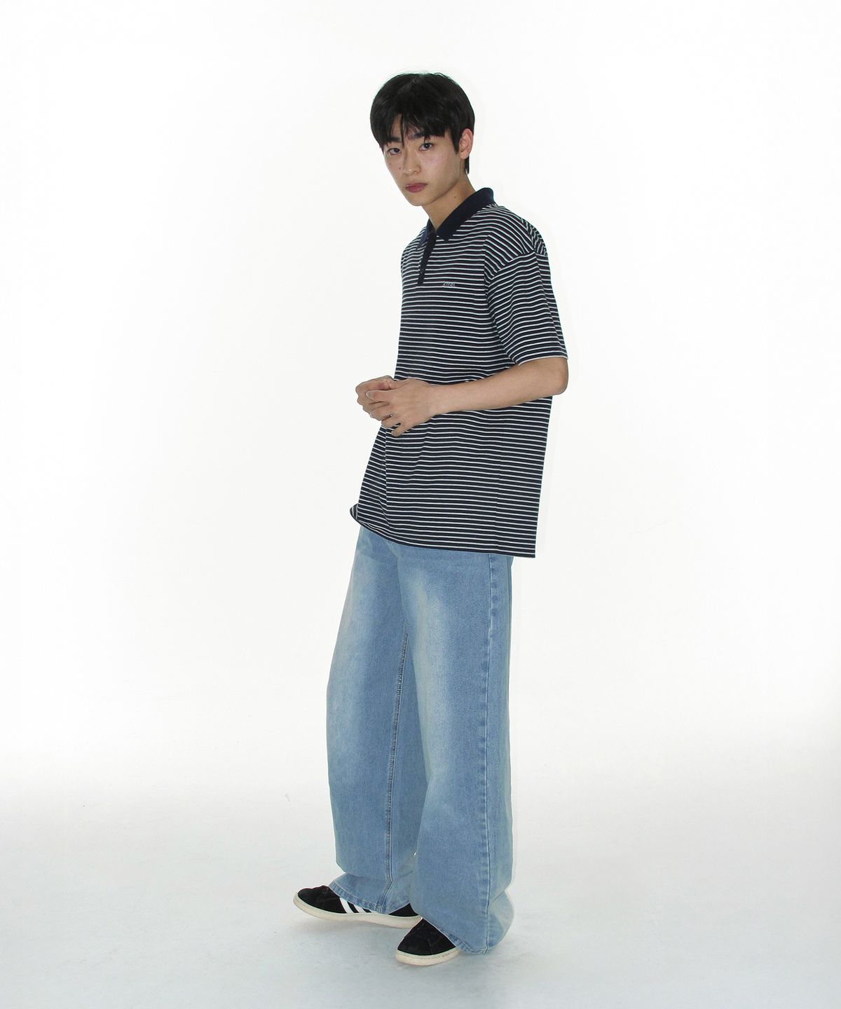 아메스 월드와이드(AMES-WORLDWIDE) OVERFIT STITCH DENIM PANTS LIGHT BLUE