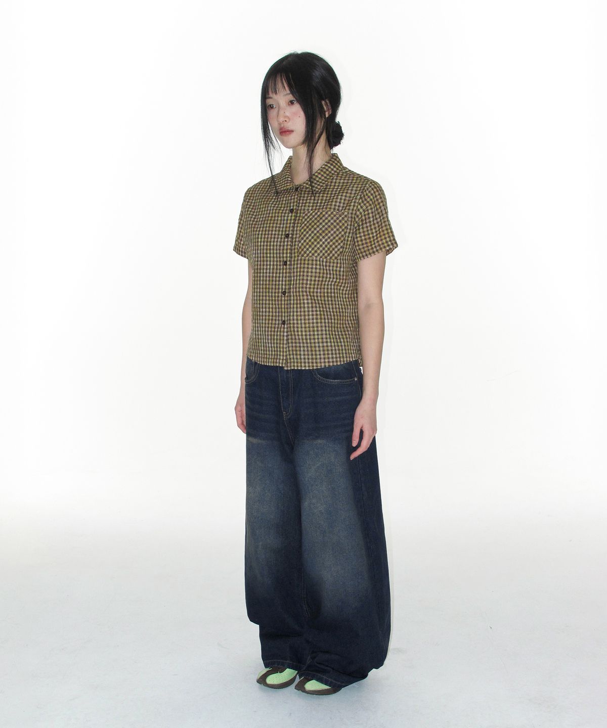 아메스 월드와이드(AMES-WORLDWIDE) OVERFIT STITCH DENIM PANTS DEEP BLUE