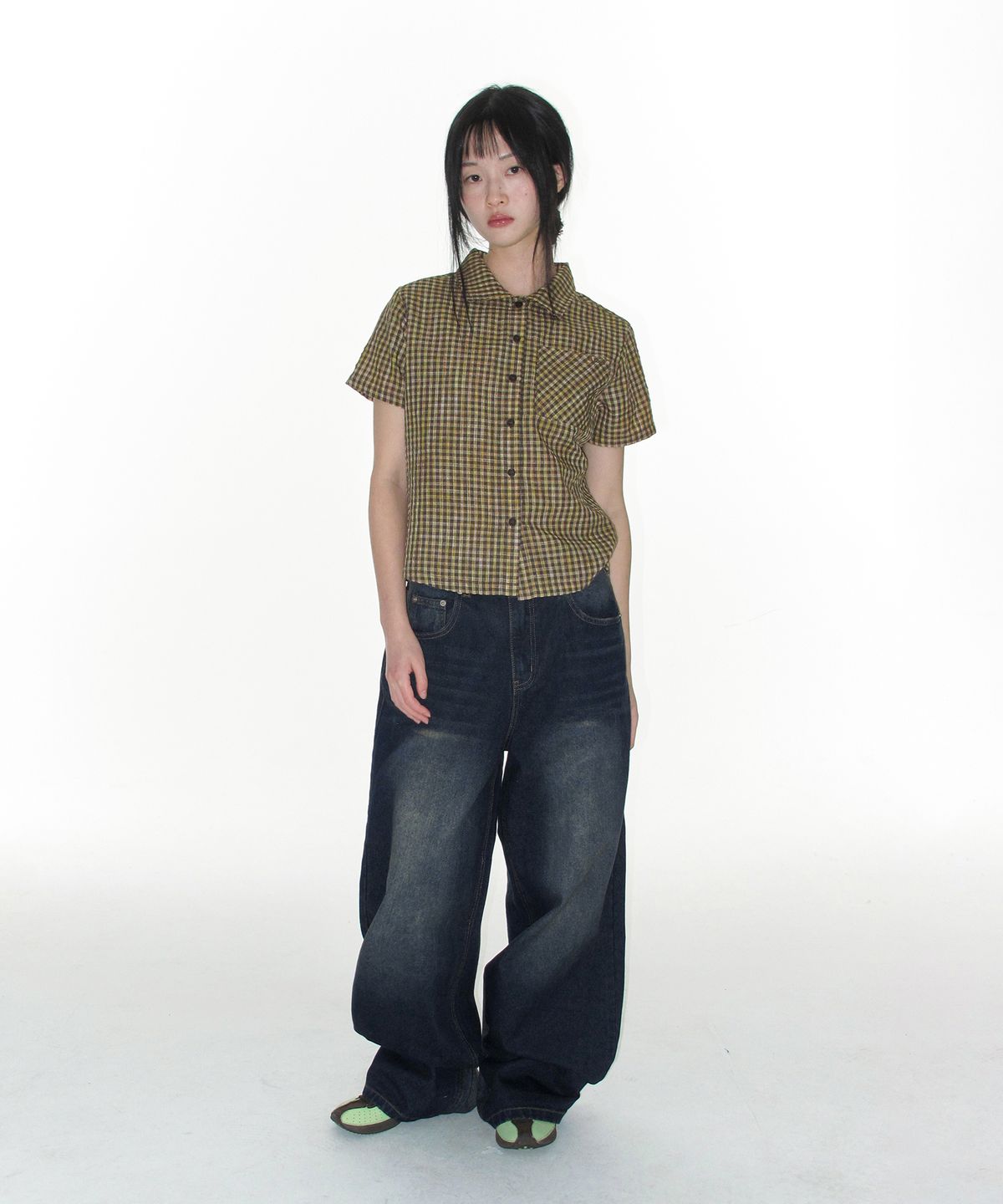 아메스 월드와이드(AMES-WORLDWIDE) OVERFIT STITCH DENIM PANTS DEEP BLUE