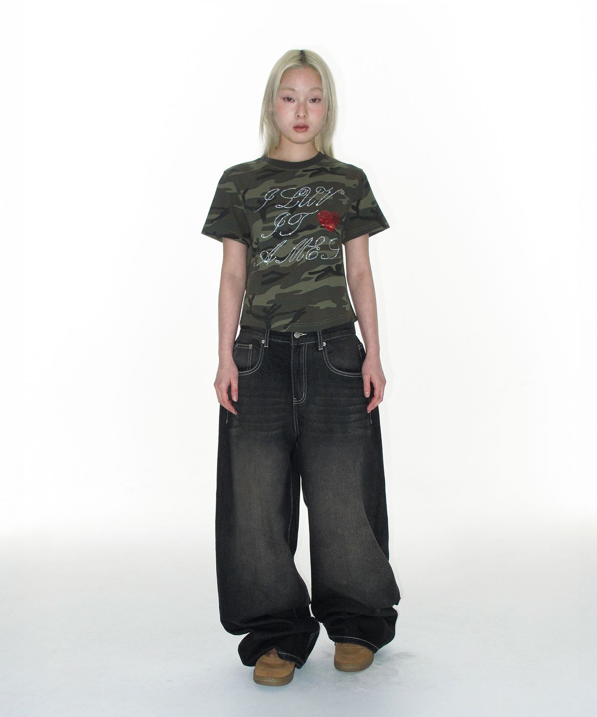 아메스 월드와이드(AMES-WORLDWIDE) OVERFIT STITCH DENIM PANTS BLACK